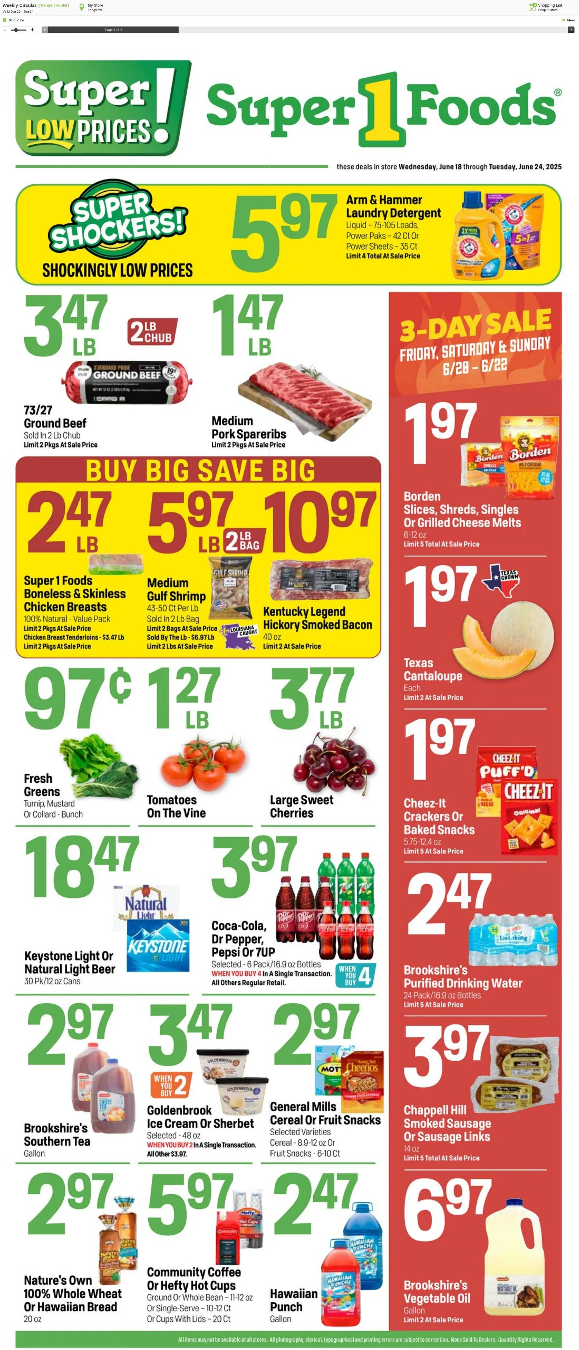 Weekly ad Super1Foods from June 18 to June 24 2025 - Page 1