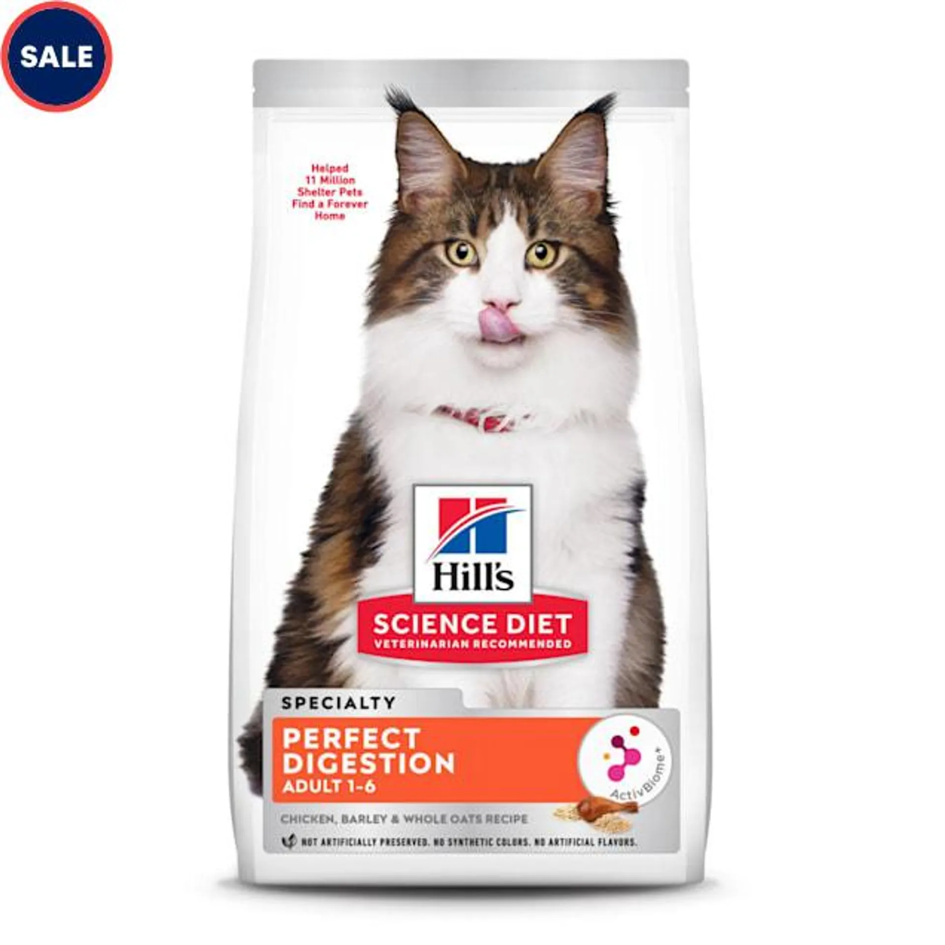 Hill's Science Diet Adult Perfect Digestion Chicken, Barley & Whole Oats Recipe Dry Cat Food, 13 lbs.