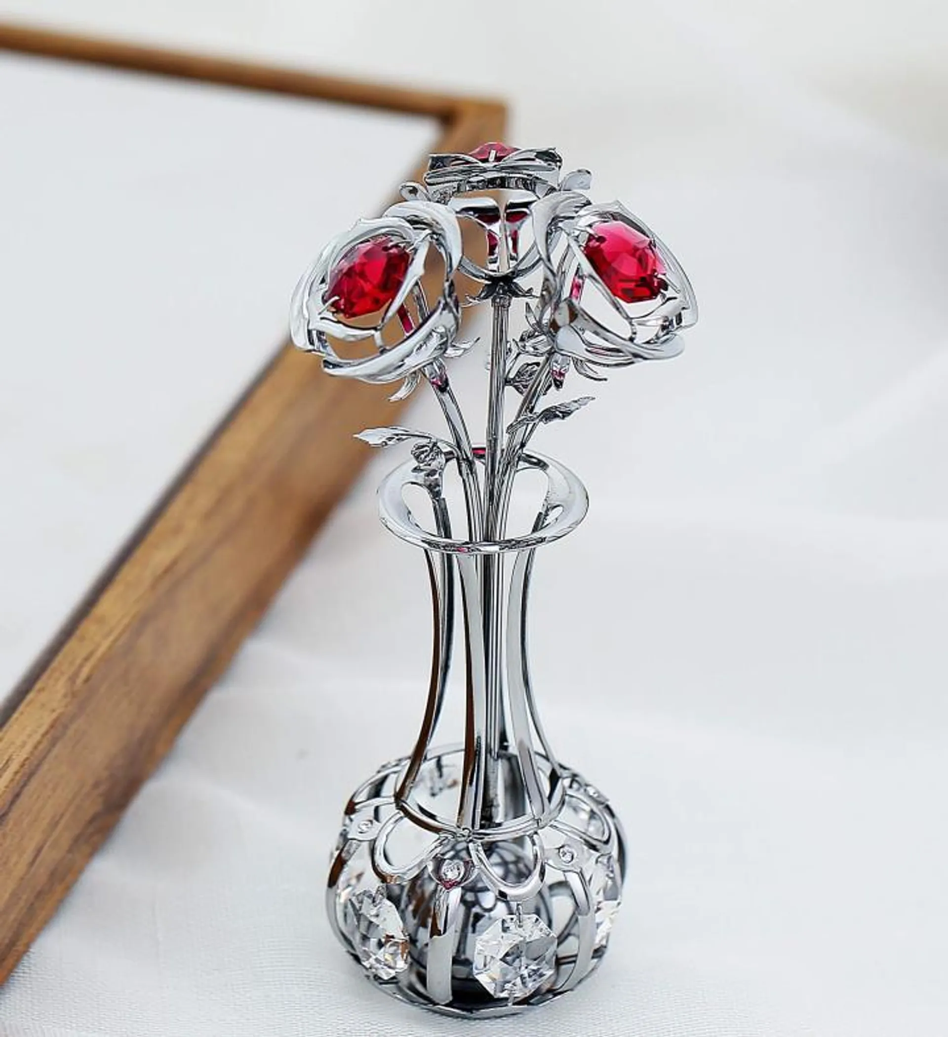 Chrome Plated Flower Bouquet & Vase