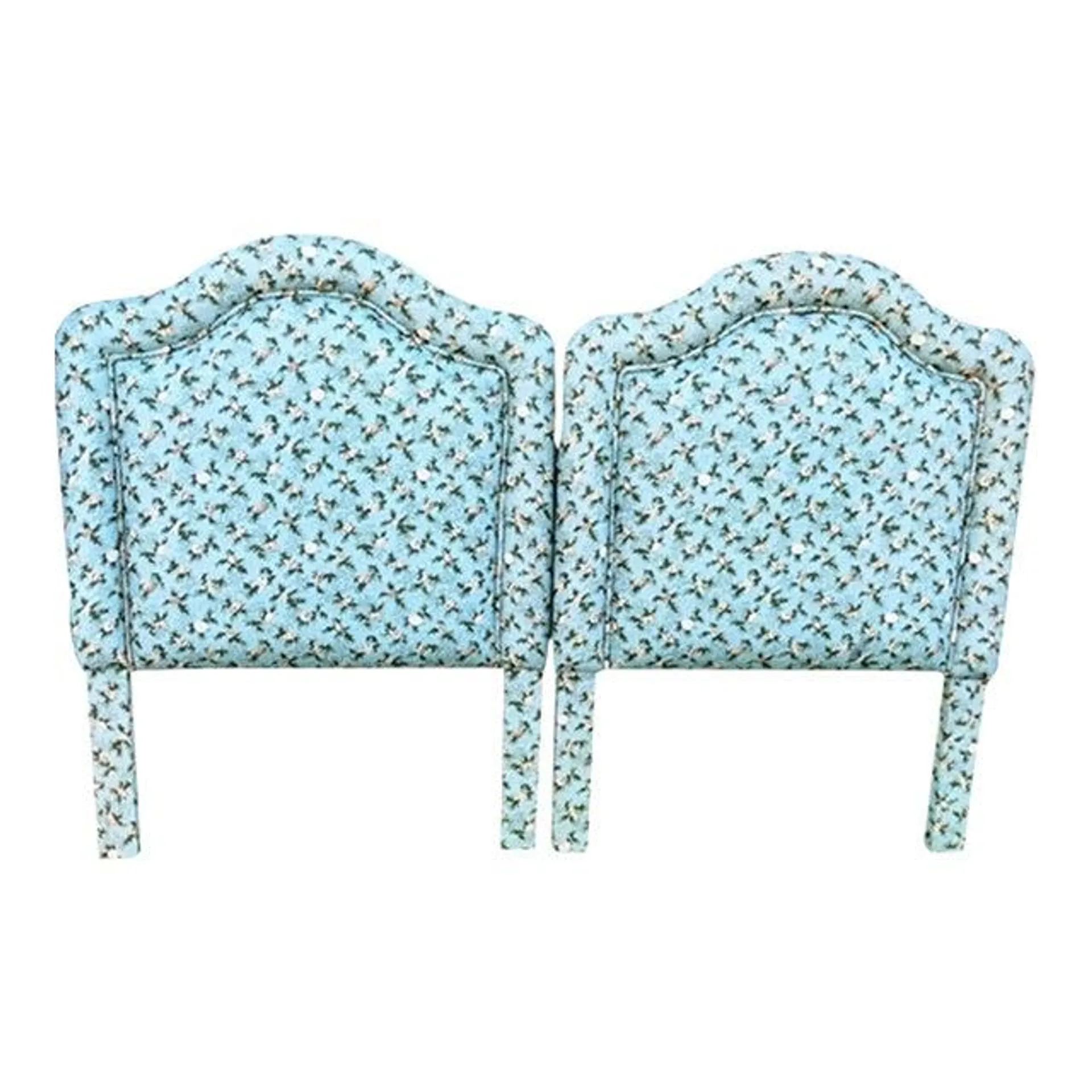 Custom Baby Blue Coastal Seashells Arched Upholstered Twin Headboards- a Pair