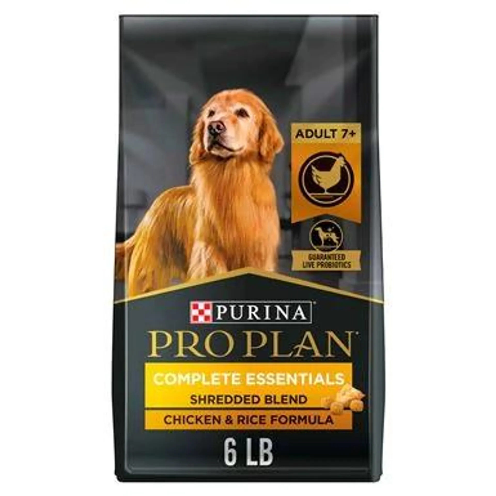Purina Pro Plan Senior Dog Food With Probiotics for Dogs, Shredded Blend Chicken & Rice Formula - 6 Pound Bag