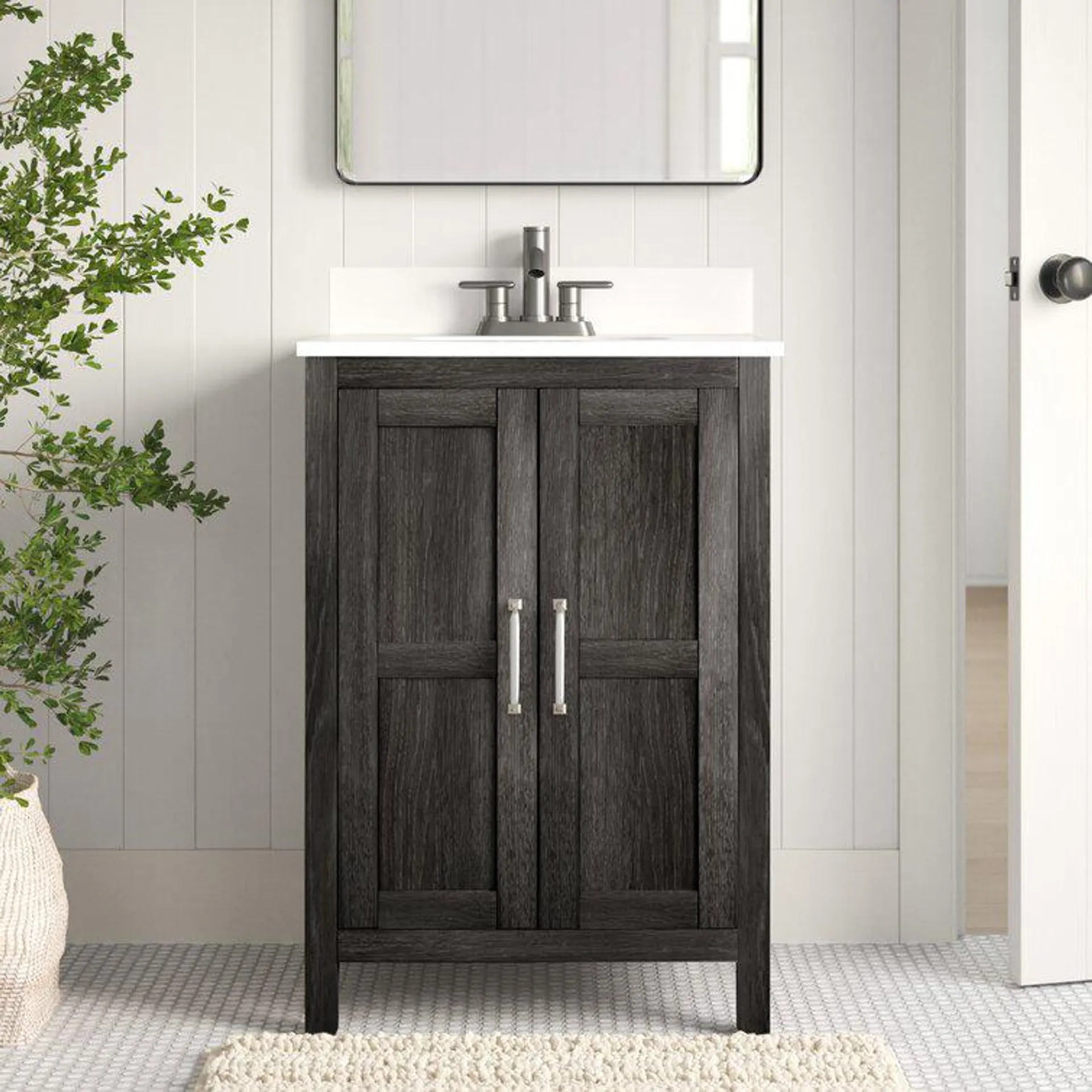 Alayah 23.88'' Free-standing Single Bathroom Vanity with Engineered Stone Vanity Top