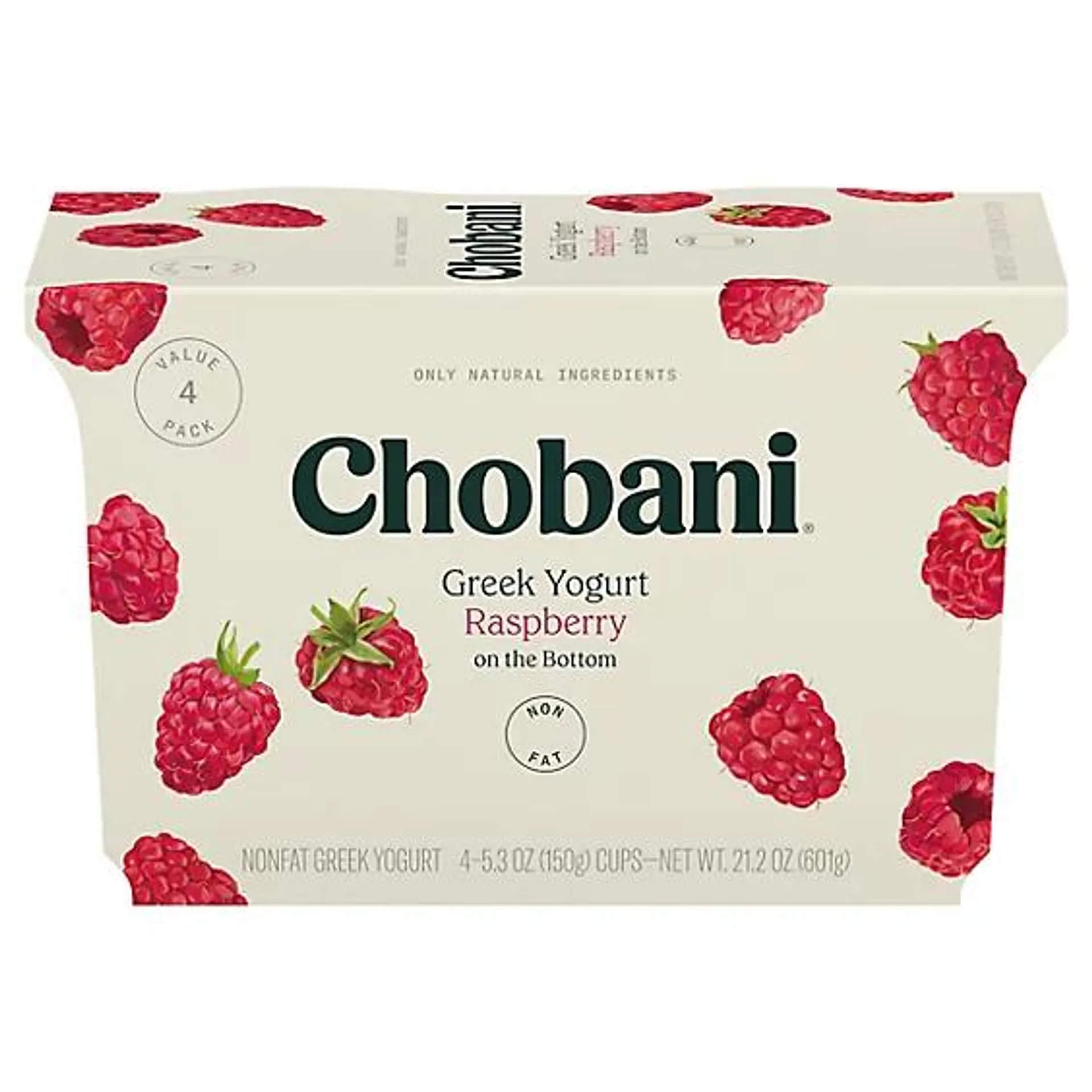 Greek Yogurt, Non-Fat, Raspberry, On the Bottom, 4 Value Pack