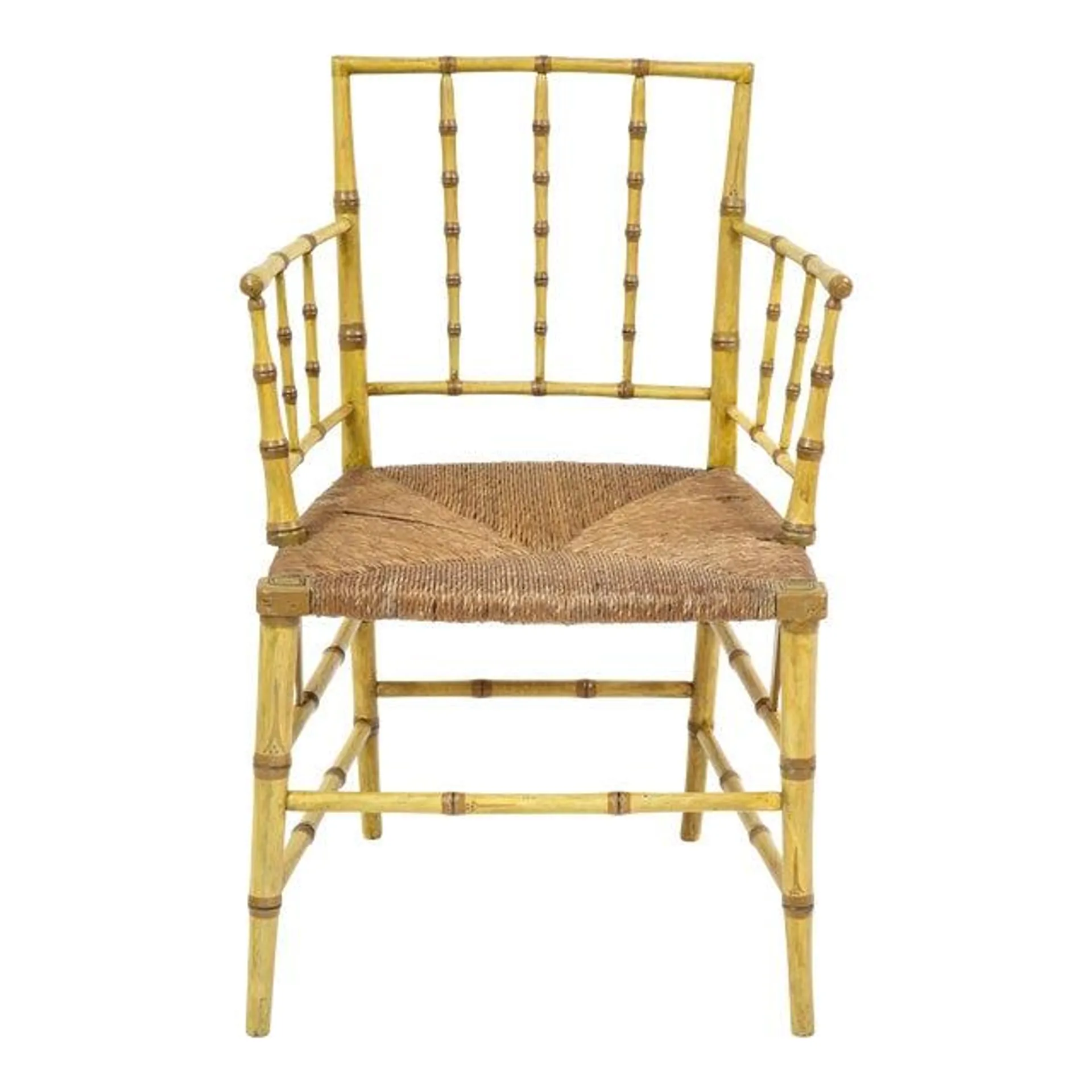 Colefax & Fowler Regency Faux Bamboo Painted Armchair