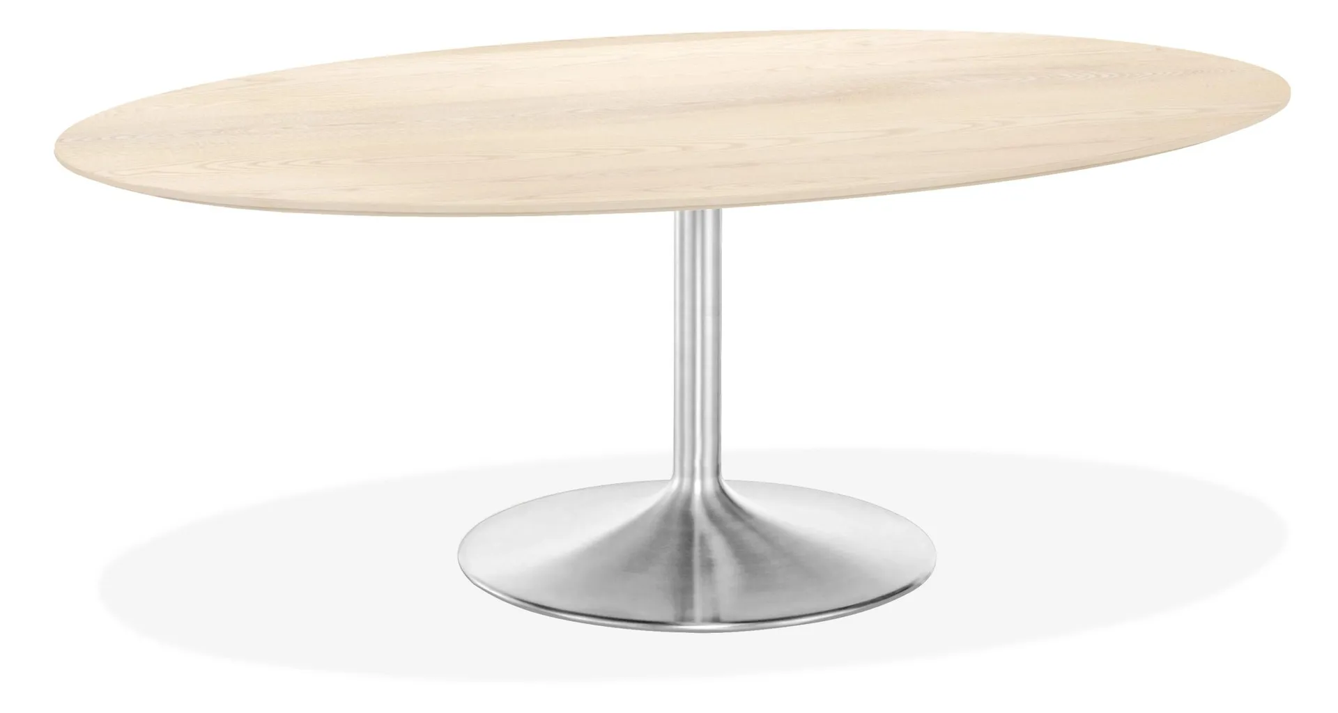 Aria 78w 48d Oval Table with Sand Top and Stainless Steel Base