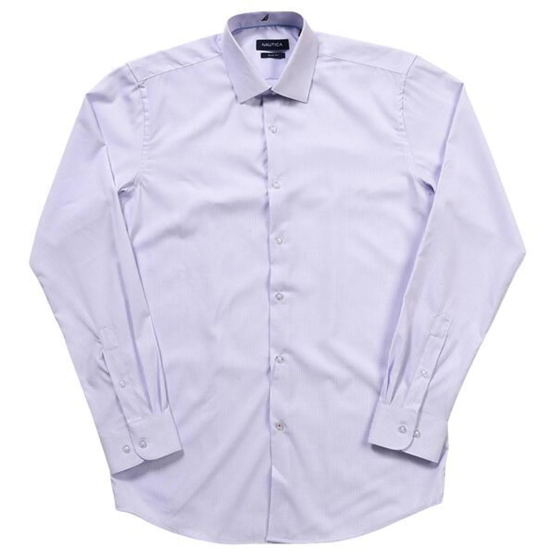 Mens Nautica Slim Fit Stretch Dress Shirt - White Lavender Check