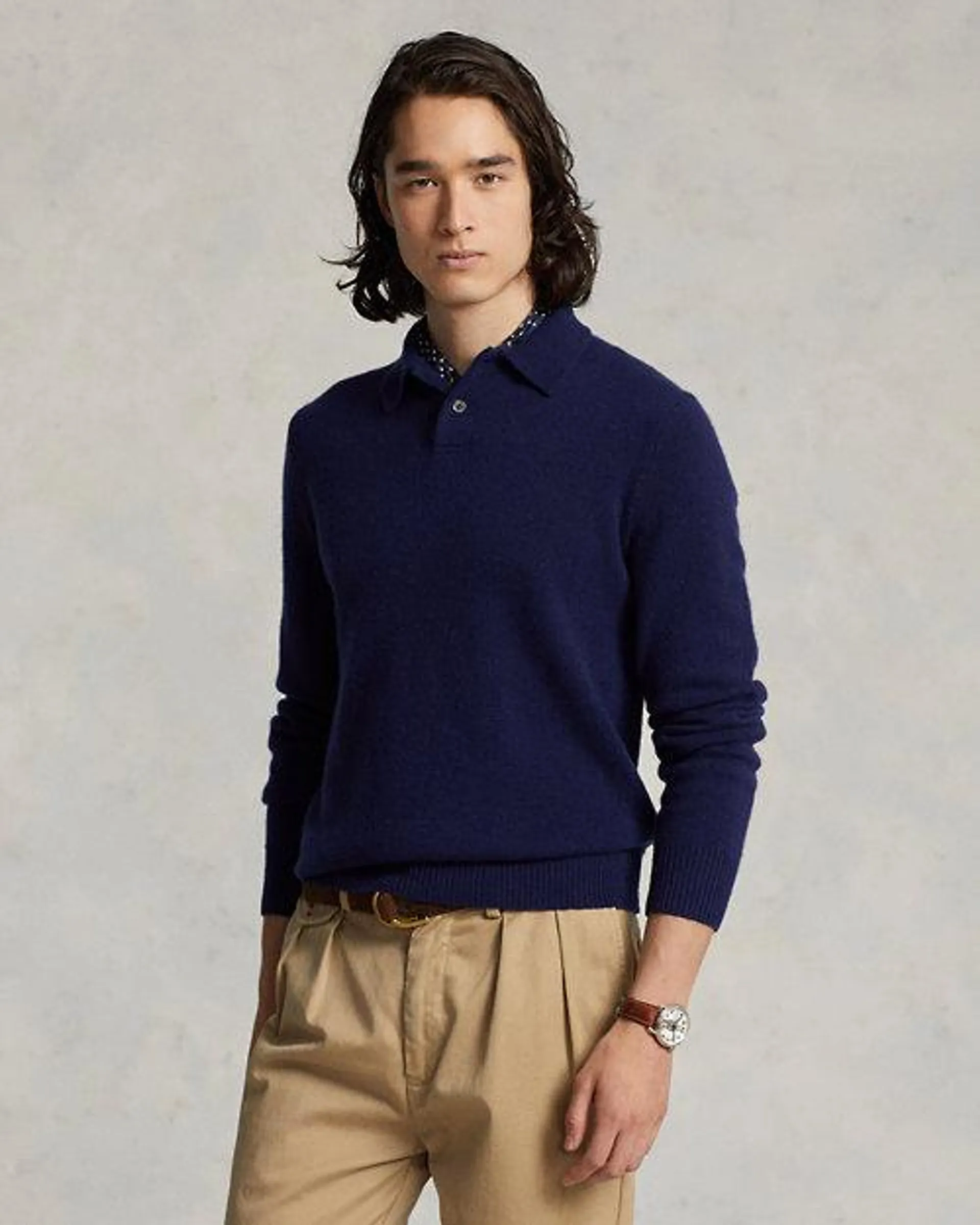 Cashmere Polo-Collar Sweater