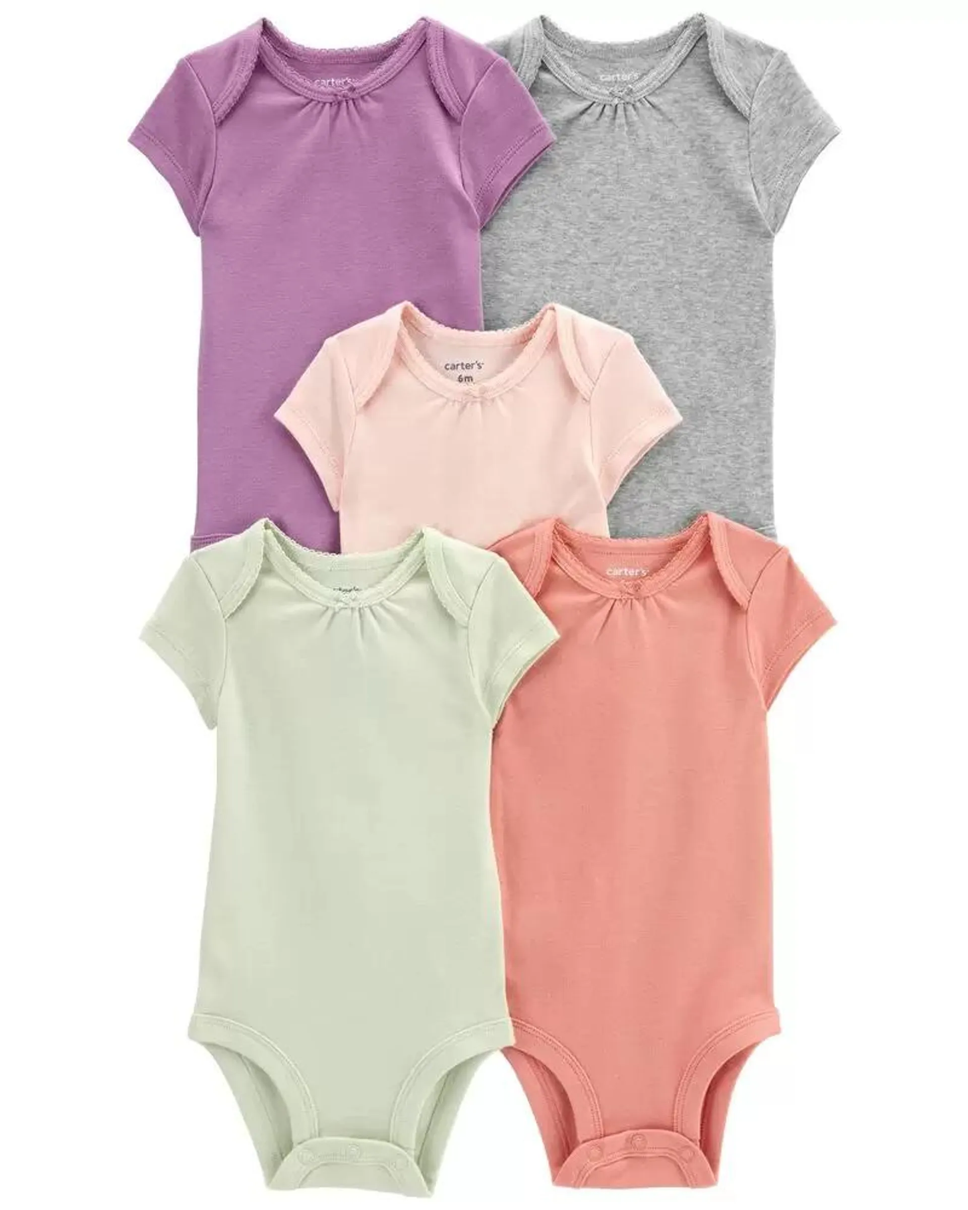 Baby 5-Pack Short-Sleeve Solid Bodysuits