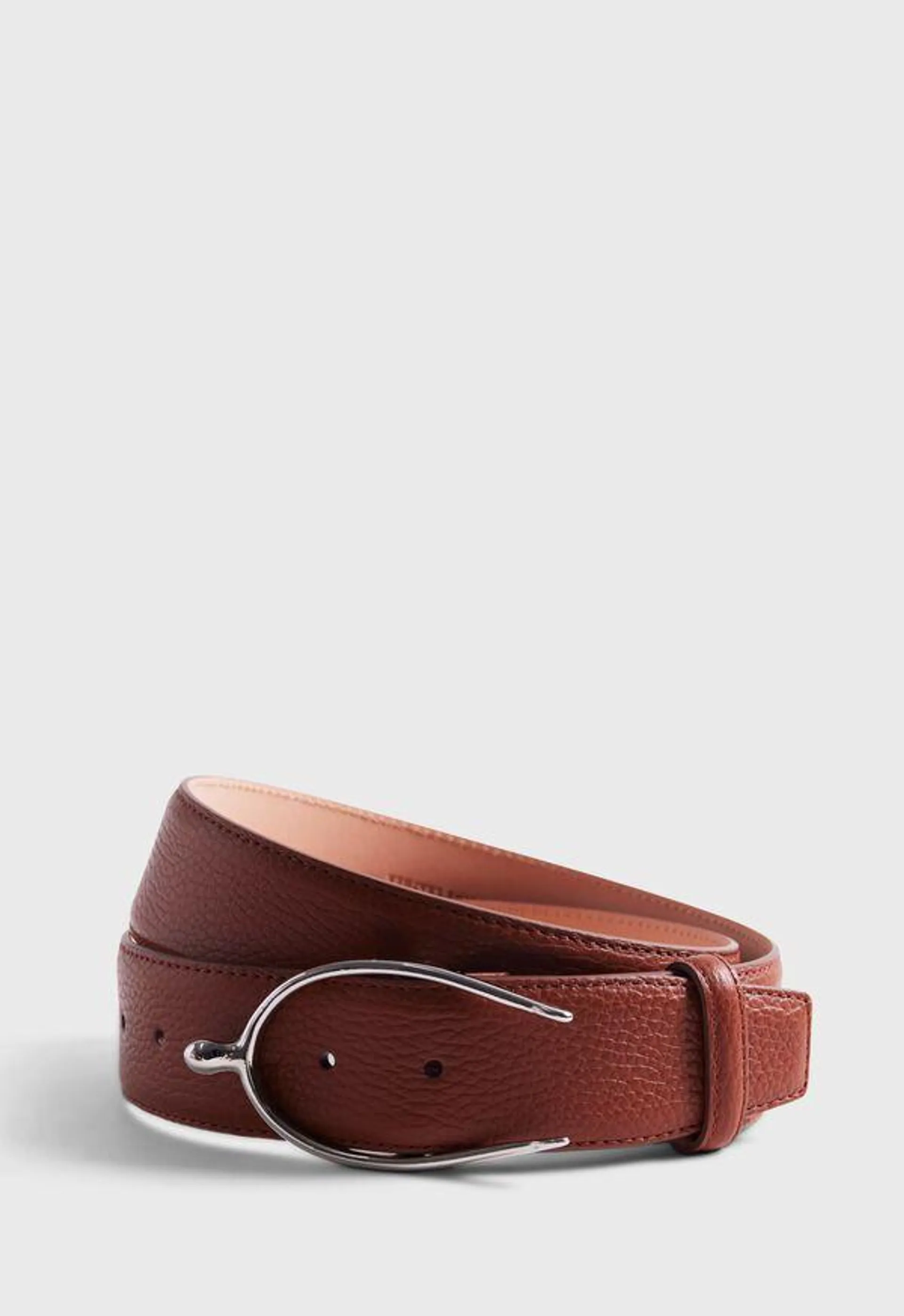 Calf Leather Belt with Equestrian Buckle