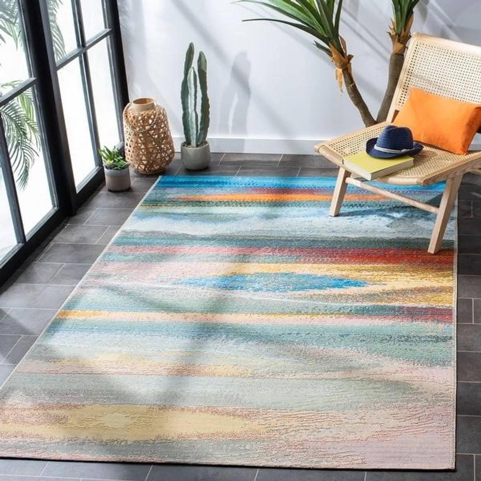 SAFAVIEH Barbados Jaike Tropical Indoor/ Outdoor WaterproofPatio Backyard Rug