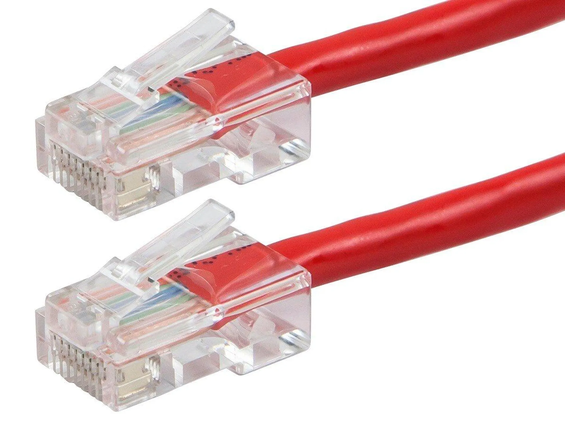 Monoprice Cat5e 0.5ft Red Patch Cable, UTP, 24AWG, 350MHz, Stranded, Pure Bare Copper, RJ45, Zeroboot Series Ethernet Cable