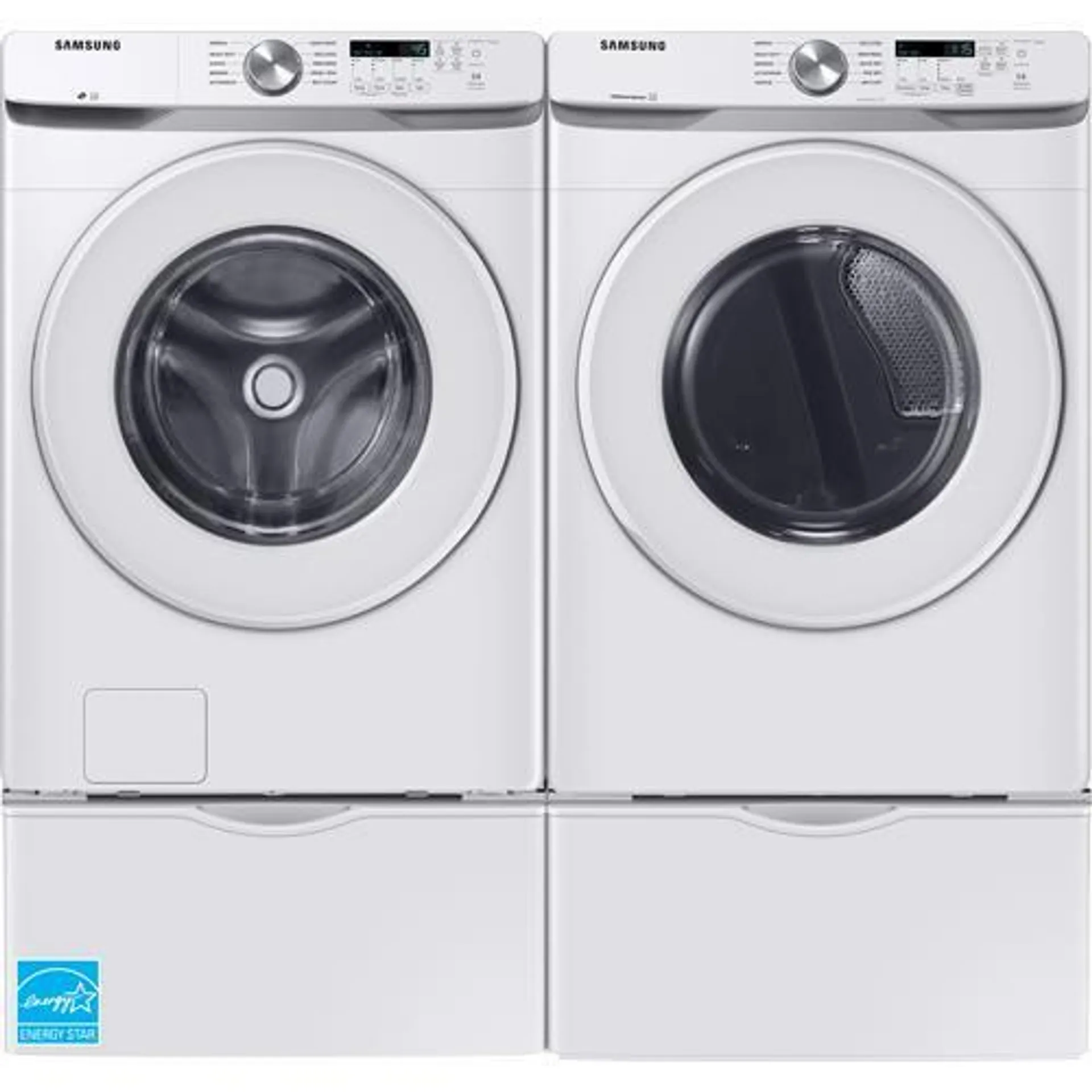 4.5 CuFt Smart Front Load Washer With 7.5 CuFt Electric Dryer In White