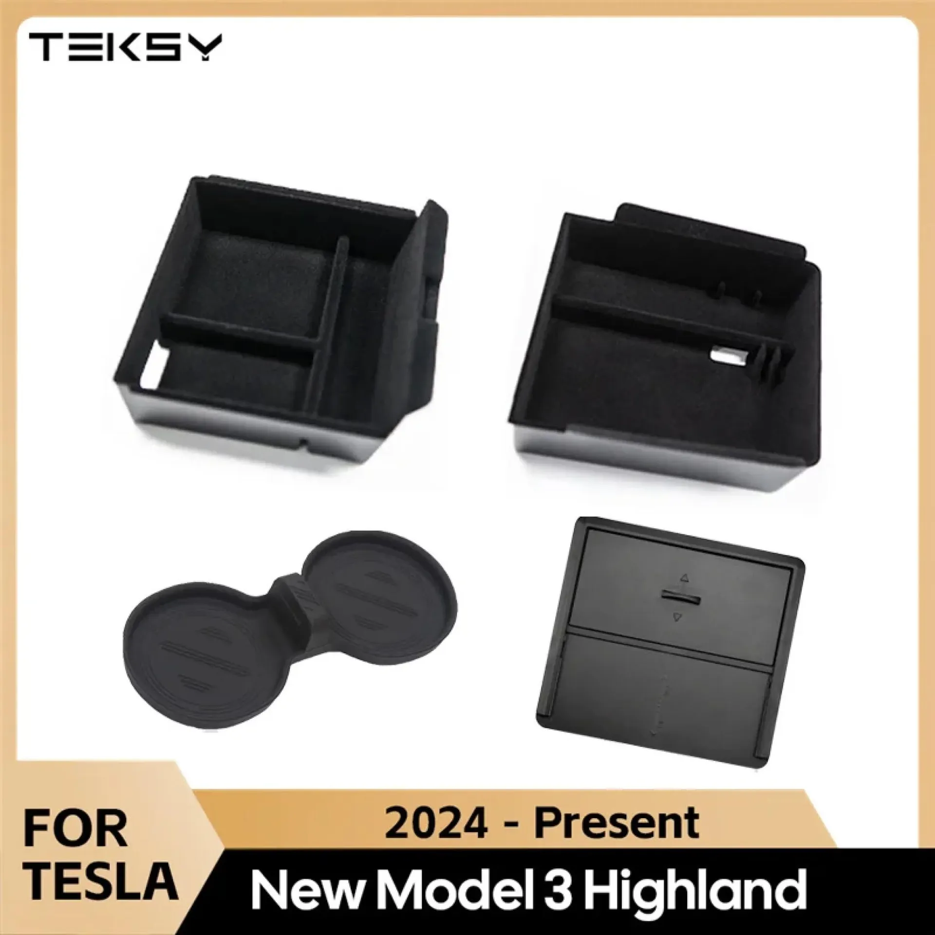 Caja de almacenamiento oculta para el nuevo modelo 2024 Highland de Tesla 3, consola central para automóvil, apoyabrazos delantero y trasero, rejilla en capas organizada