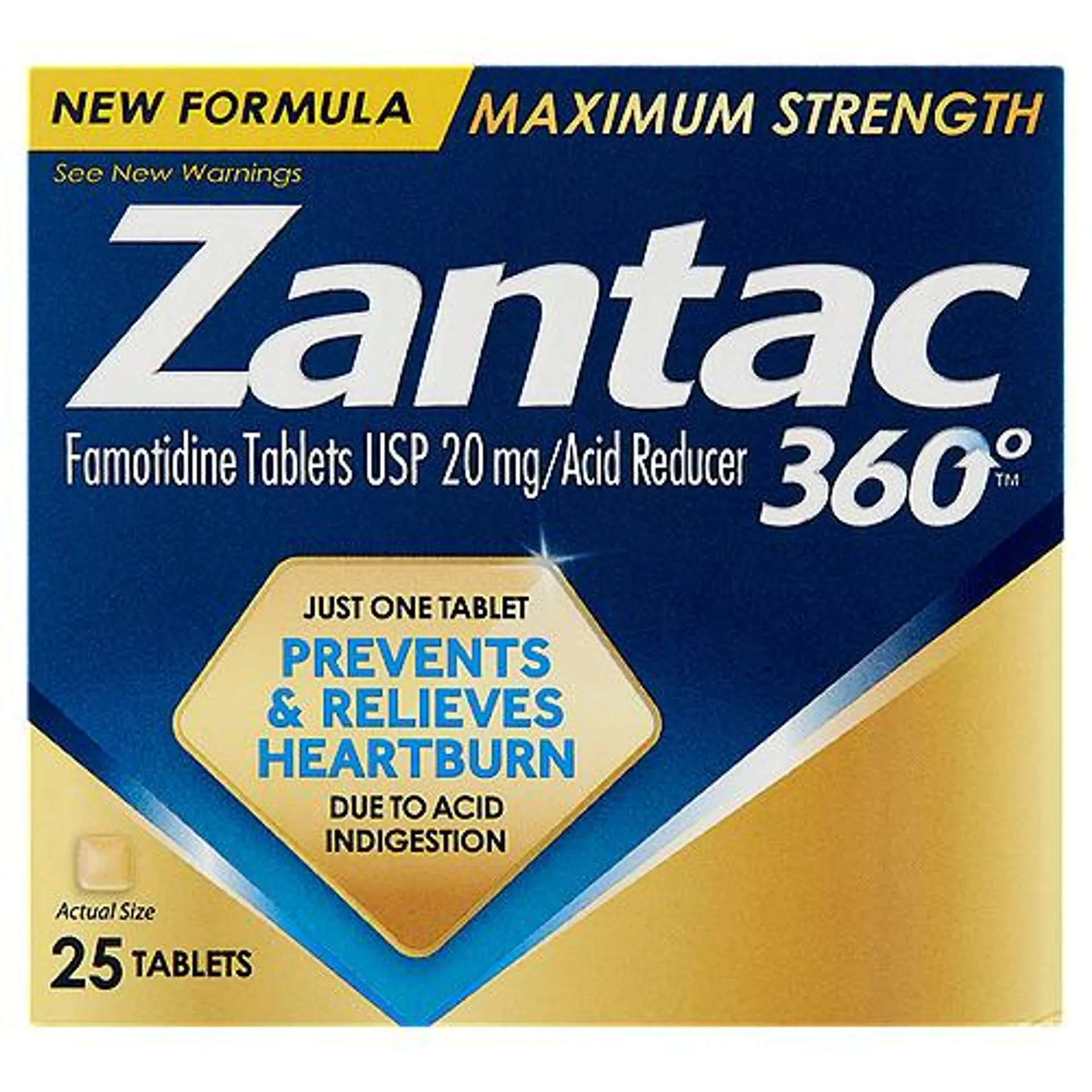 Zantac 360° Maximum Strength Famotidine USP 20 mg, Tablets, 25 Each