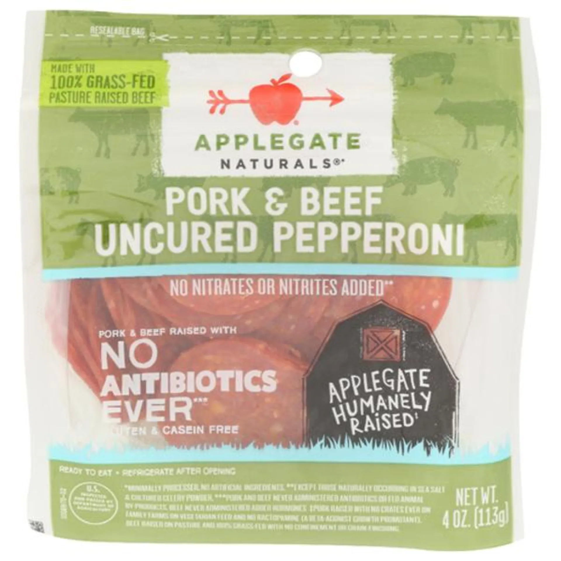 Applegate Uncured Pork & Beef Pepperoni