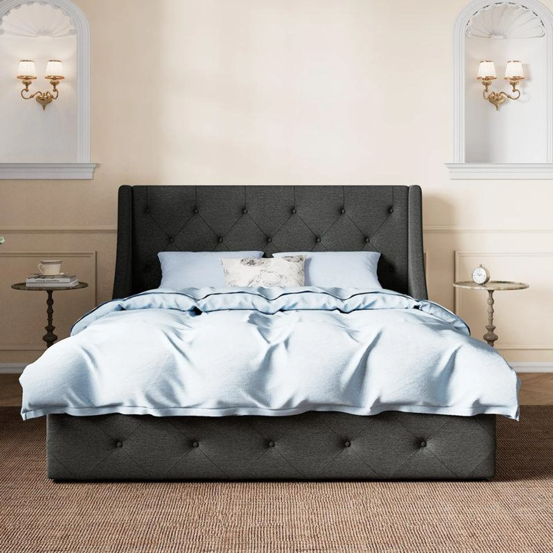 Brij Upholstered Wingback Storage Bed