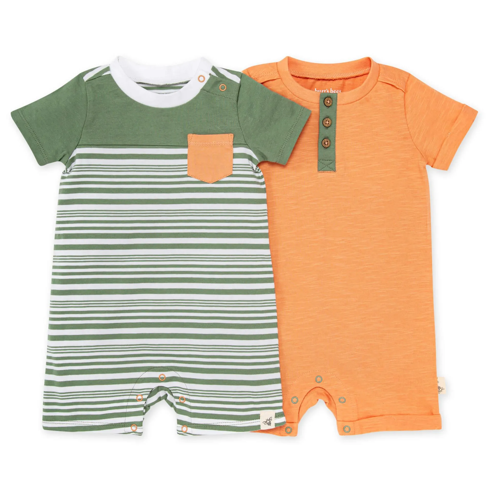 Burt's Bees Baby 2 Pack Stripe Romper Set