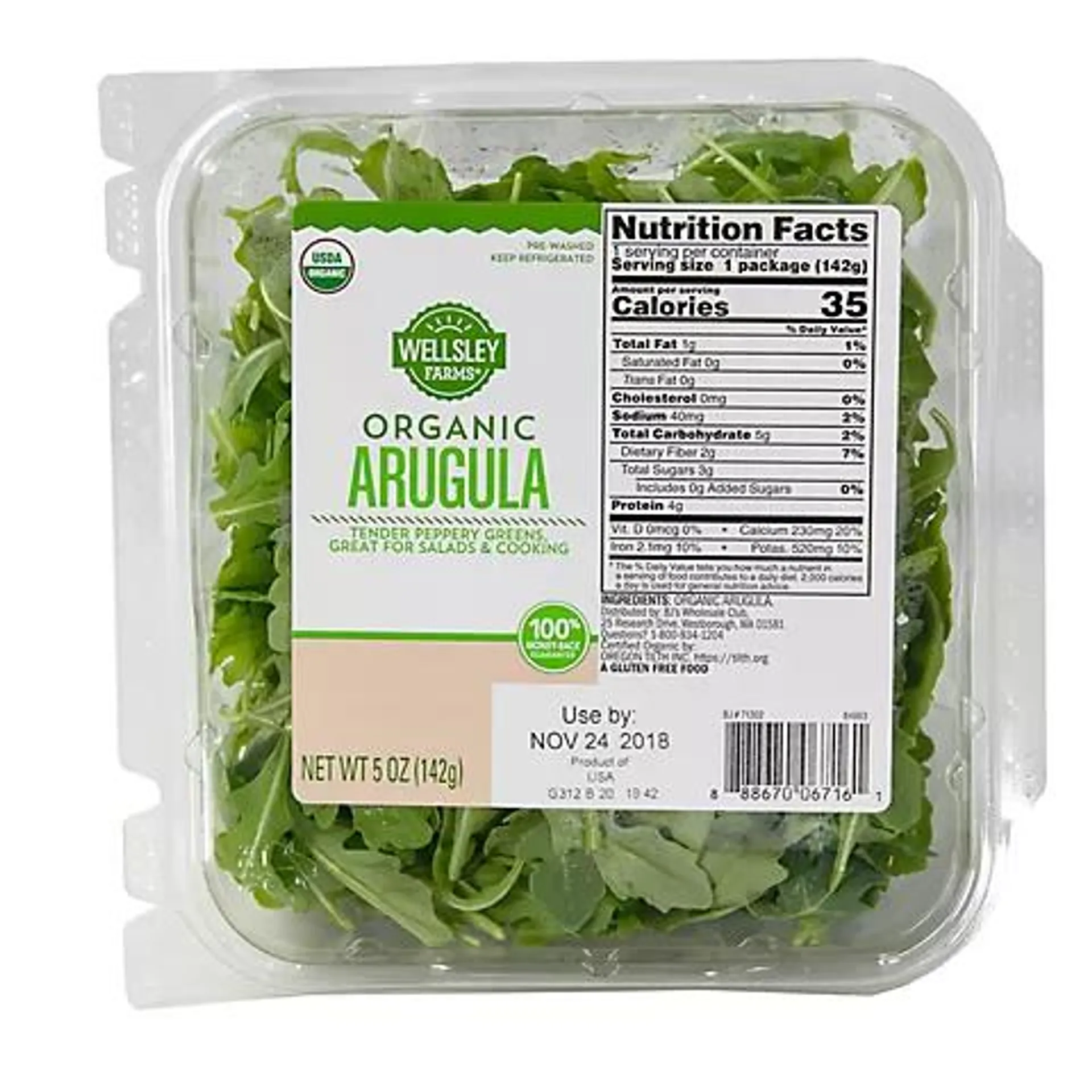 Wellsley Farms Organic Baby Arugula, 5 oz.