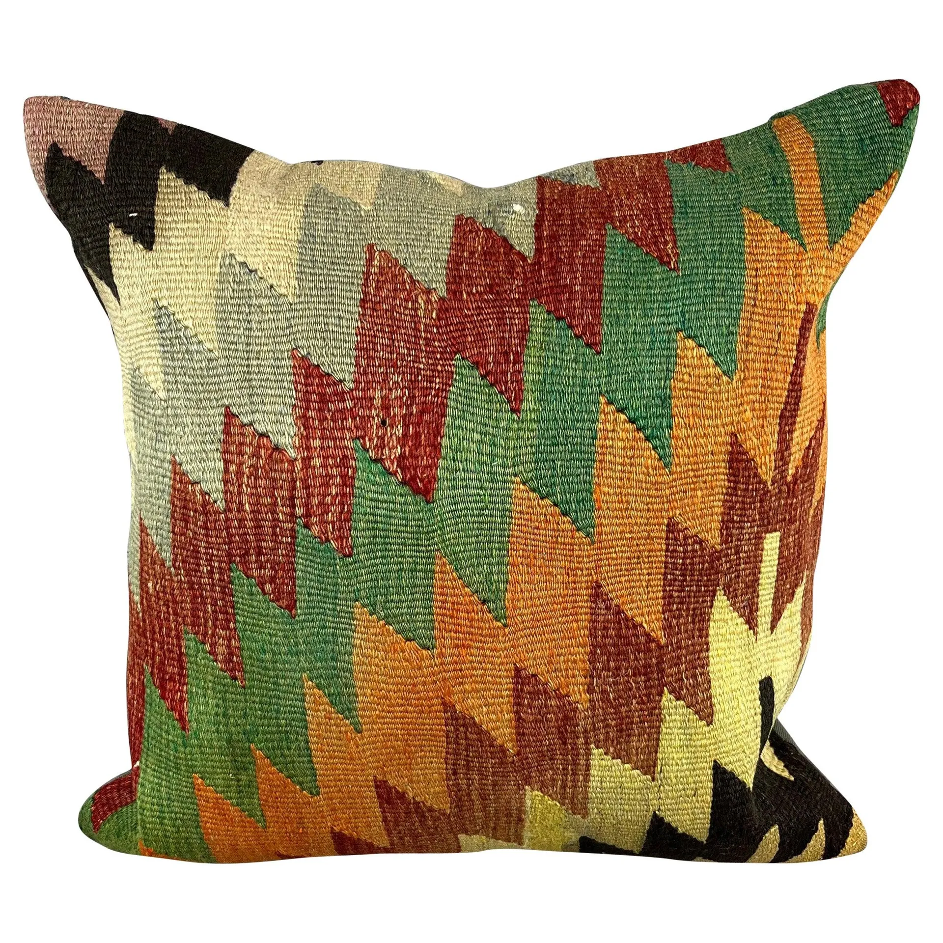 20 x 20 Kilim Pillow Turkish Cushion Natural Green Pillow Cushion Cover #6793