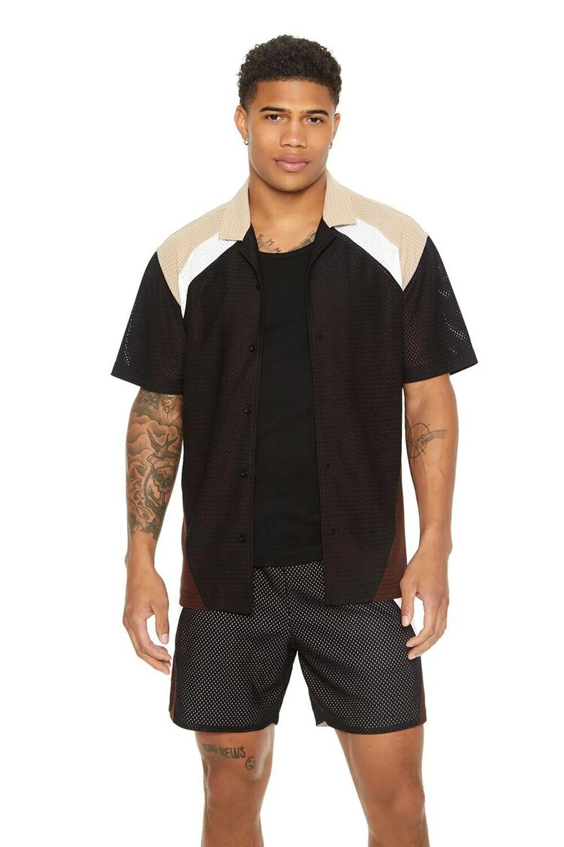 Mesh Colorblock Shirt