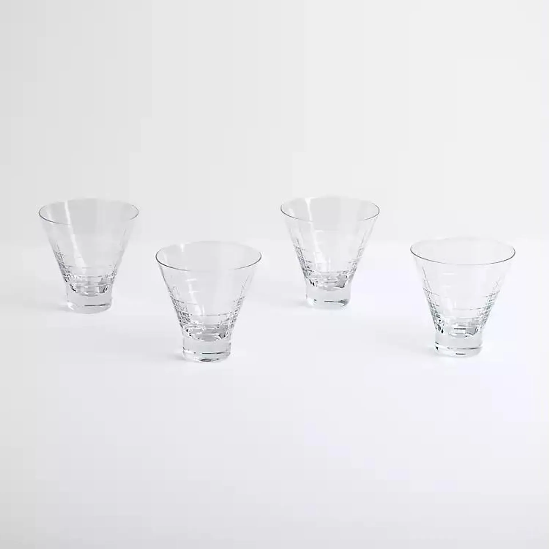 Clear Grid Stemless Martini Glasses, Set of 4