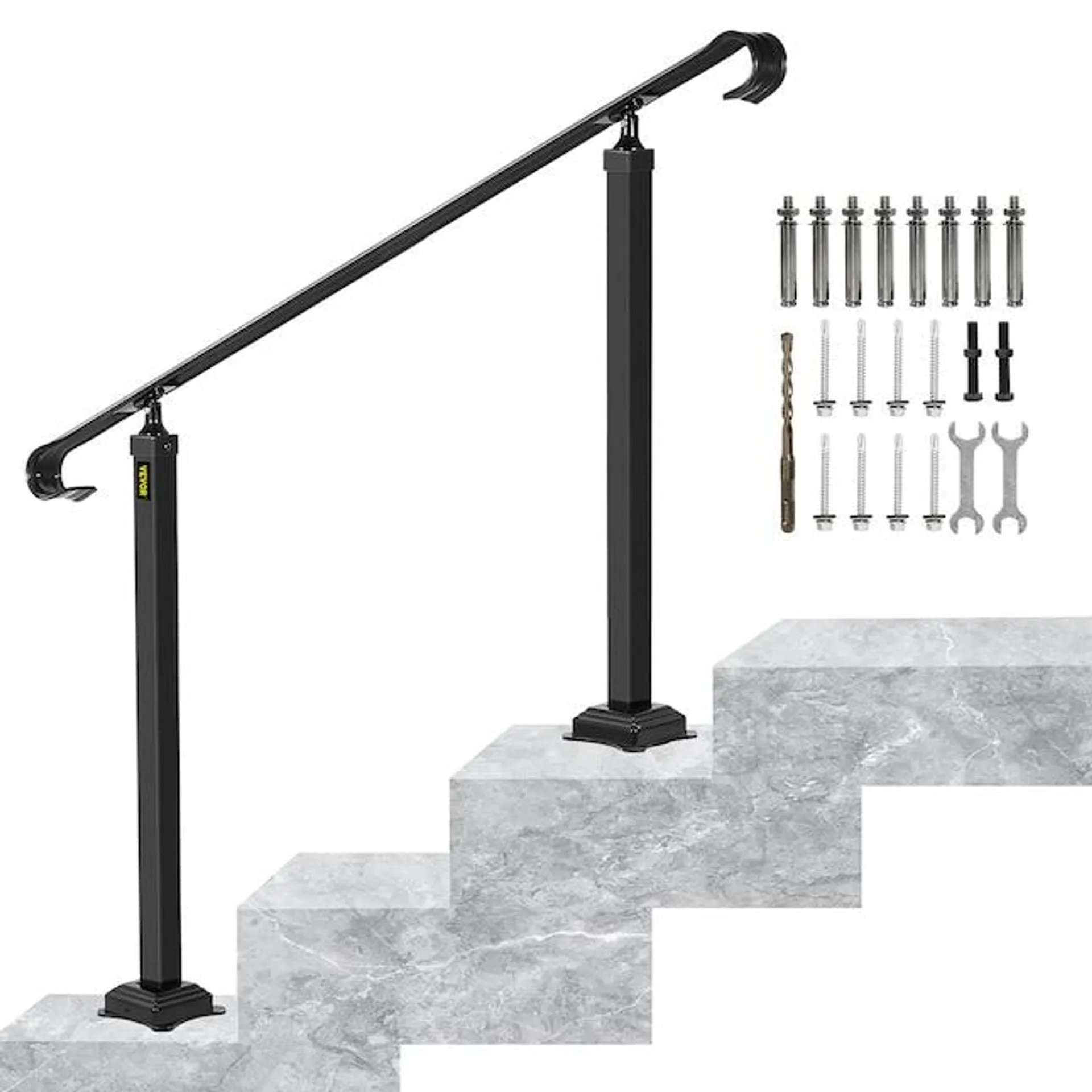 VEVOR 1-3 Steps 39.4-in x 37.8-in Wrought Iron Finished Wrought Iron Handrail