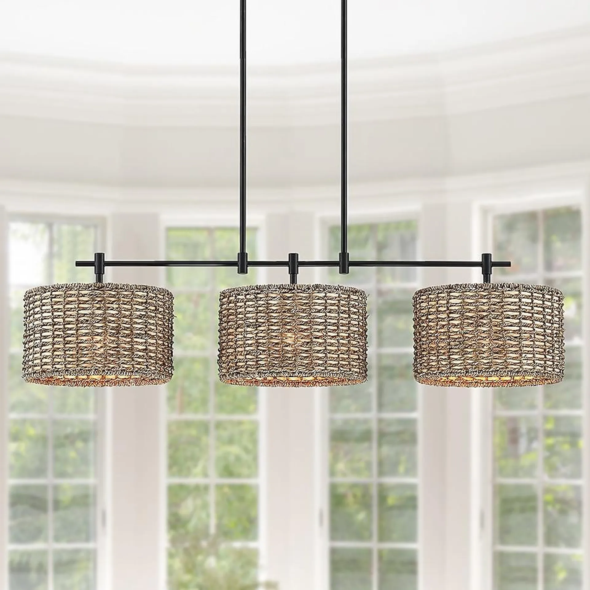 True Fine Villa 3-Light Matte Black Coastal LED Dry rated Chandelier