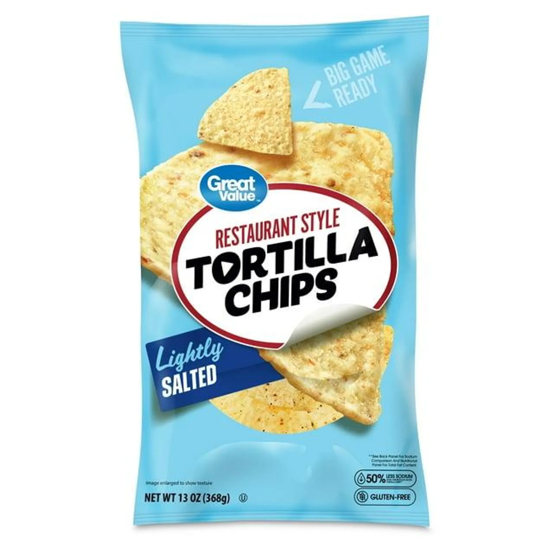 Great Value Restaurant Style Lightly Salted White Corn Tortilla Chips, 13 oz Bag