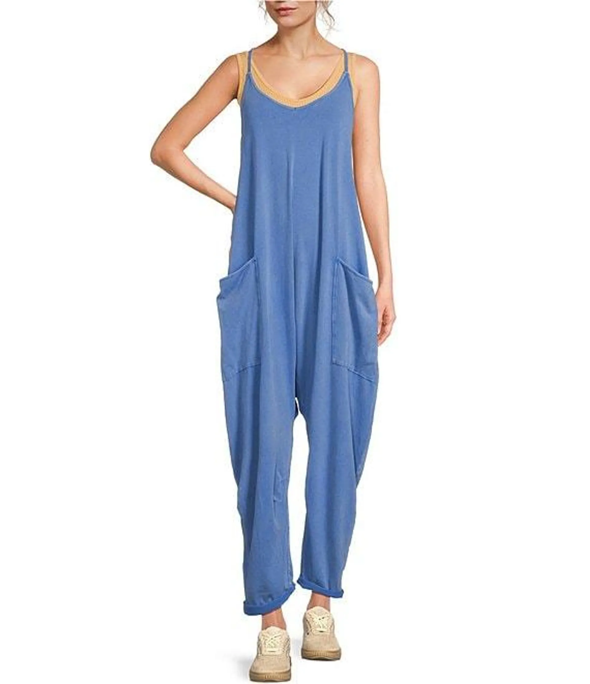 FP Movement Sleeveless Scoop Neck Ankle Length Patch Pocket Hot Shot Onesie