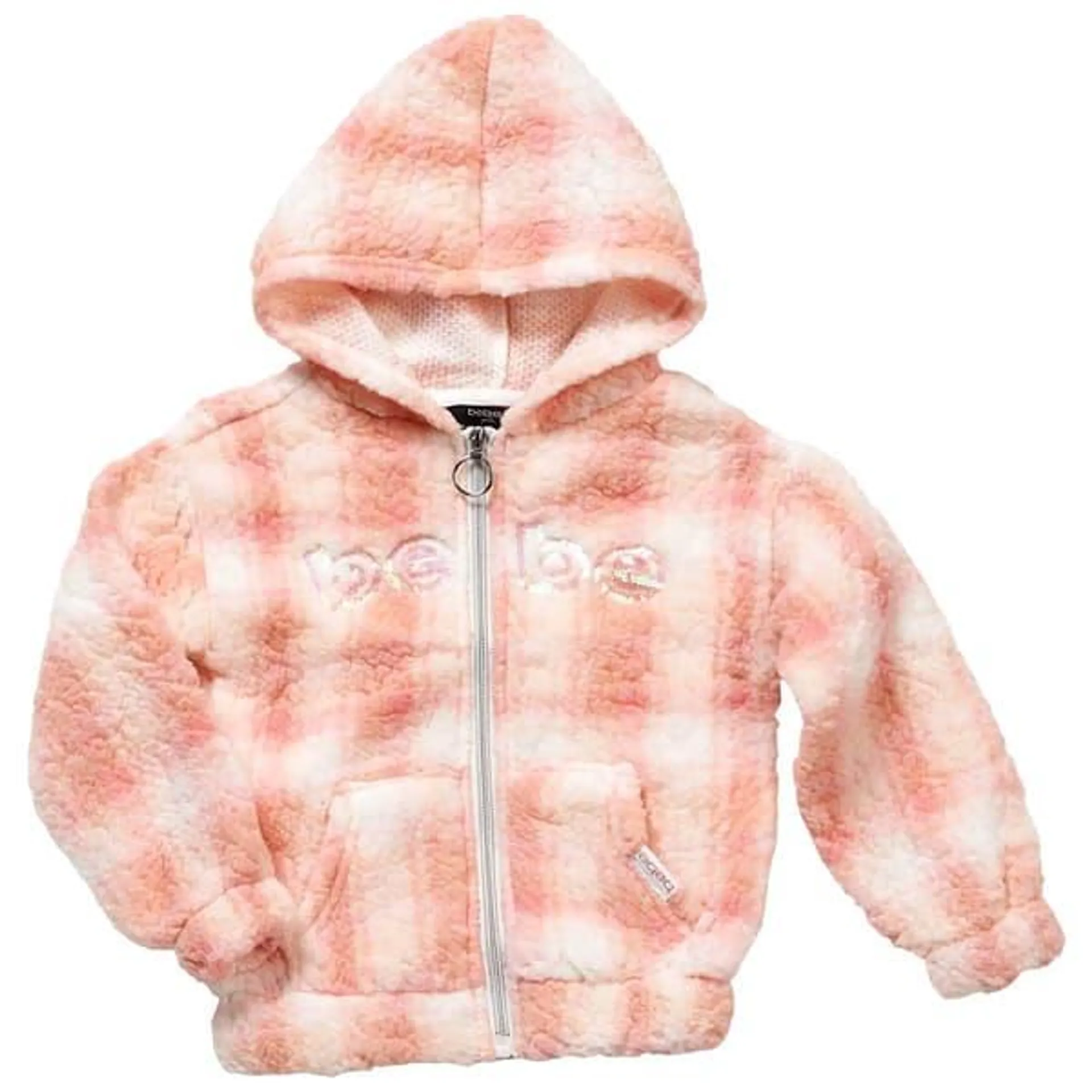 Toddler Girl Bebe Plaid Sherpa Zip Hooded Jacket