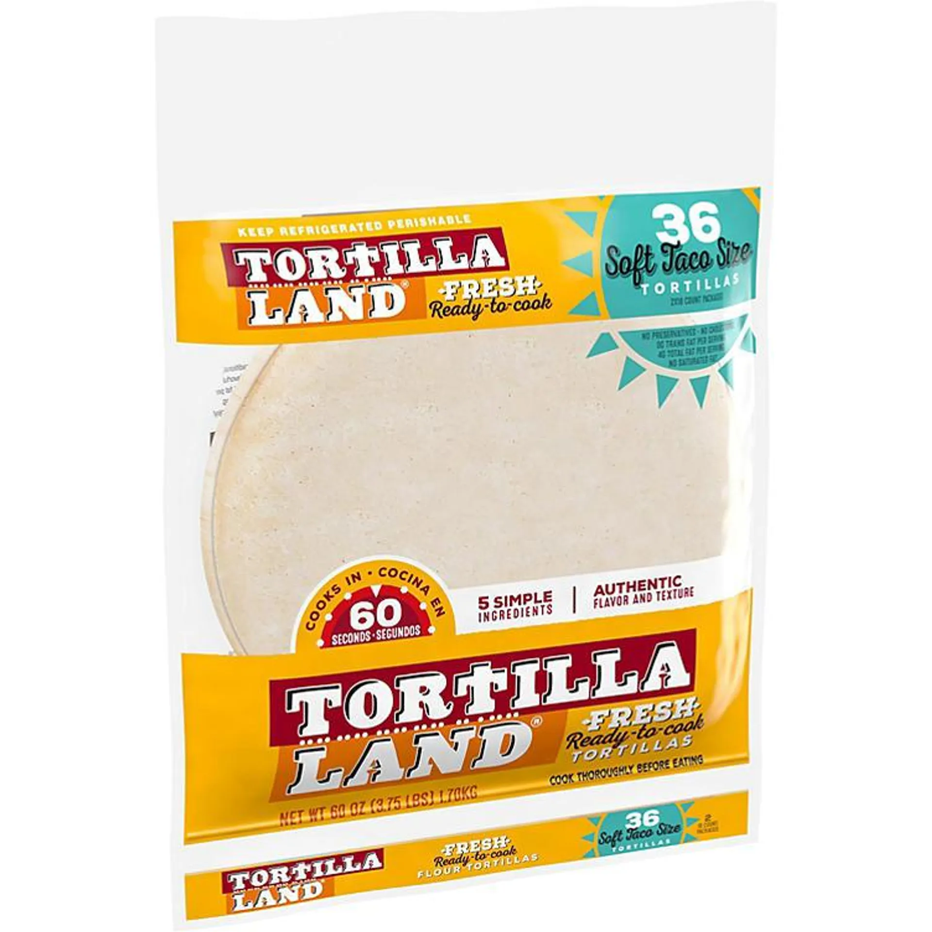 TortillaLand Uncooked 8" Soft Flour Tortillas (36 ct.)