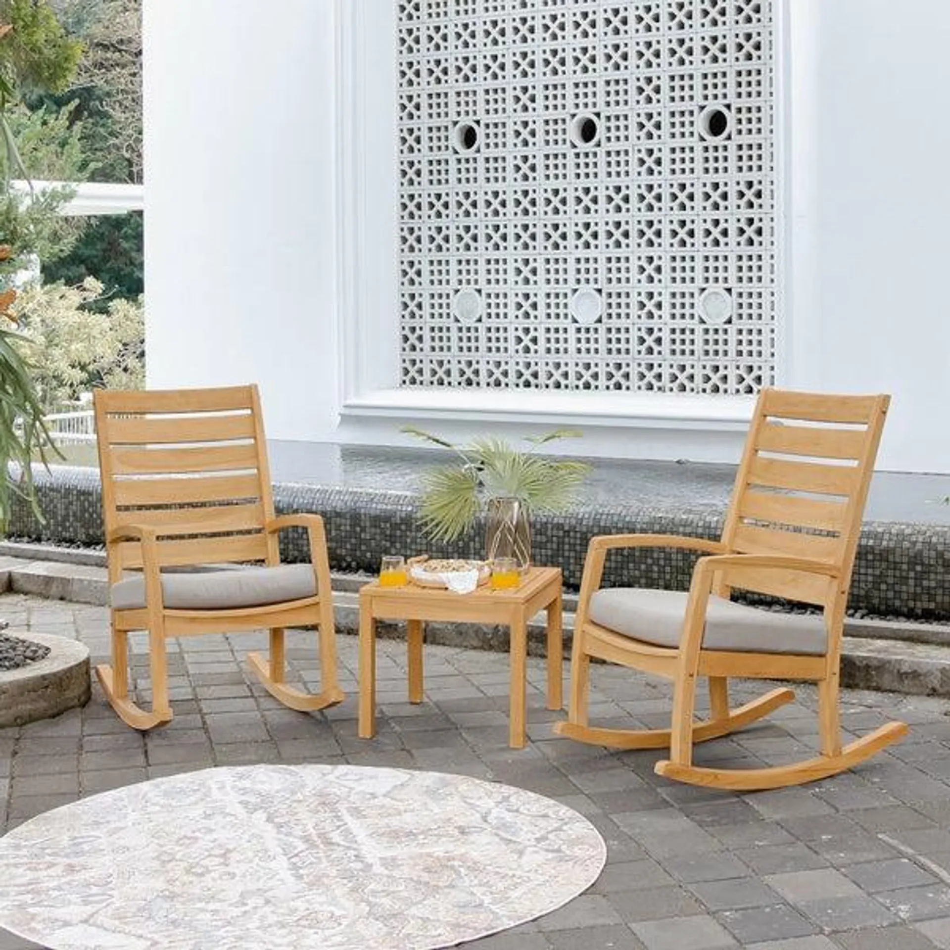 Cambridge Casual Marino 3-piece Teak Rocking Chair Set