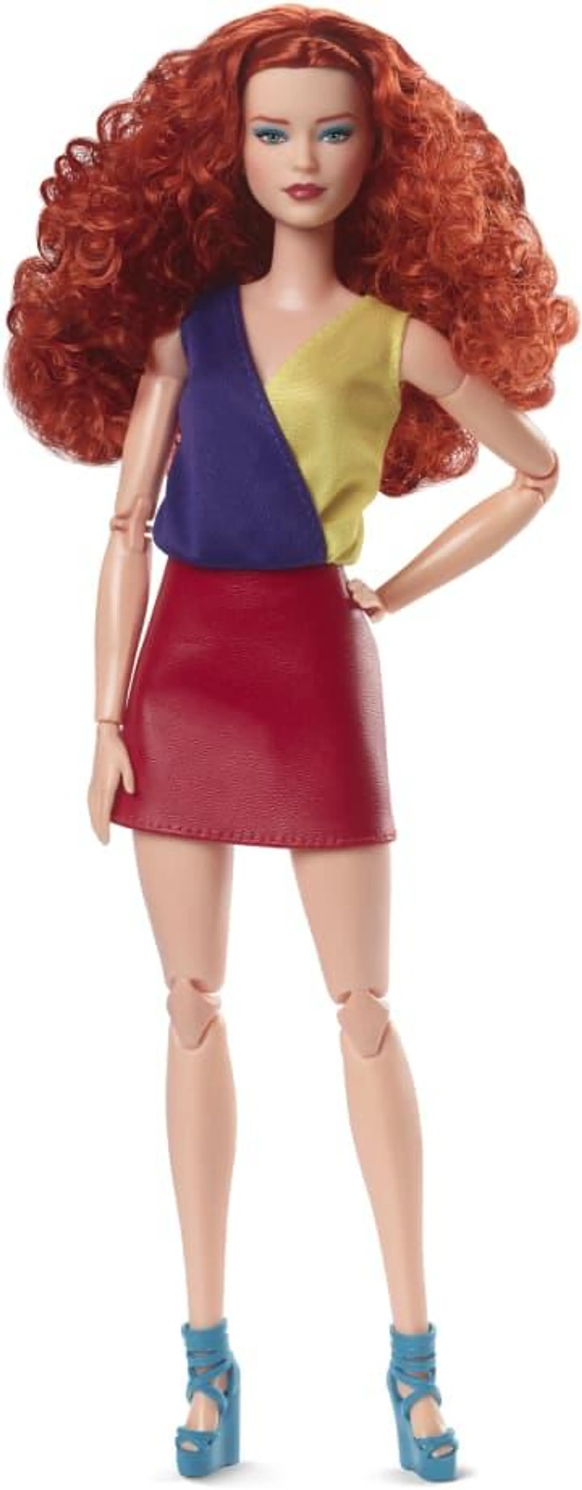 Barbie Looks Doll, Curly Red Hair, Color Block Outfit With Miniskirt