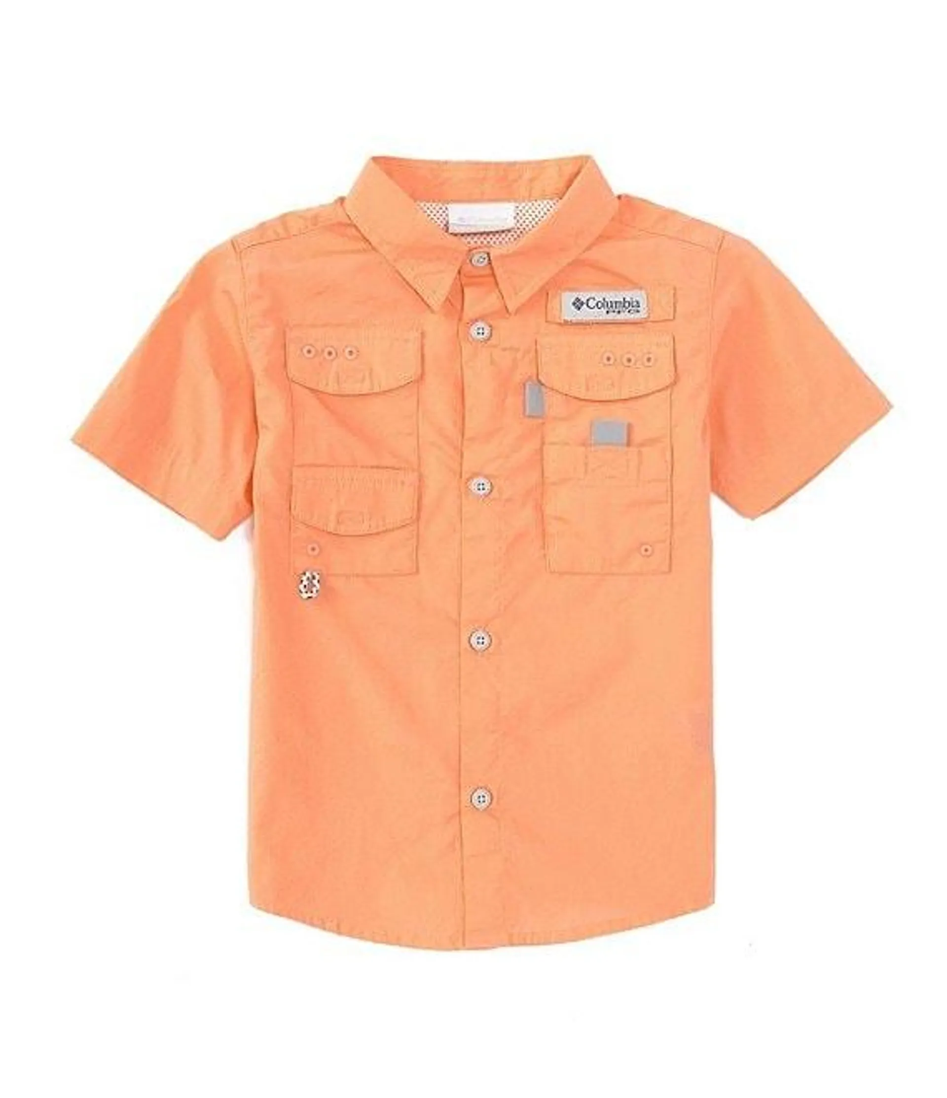 Little Boys 2T-4T Short-Sleeve Stretch Poplin Bonehead Fish Mesh Vented Fishing Shirt