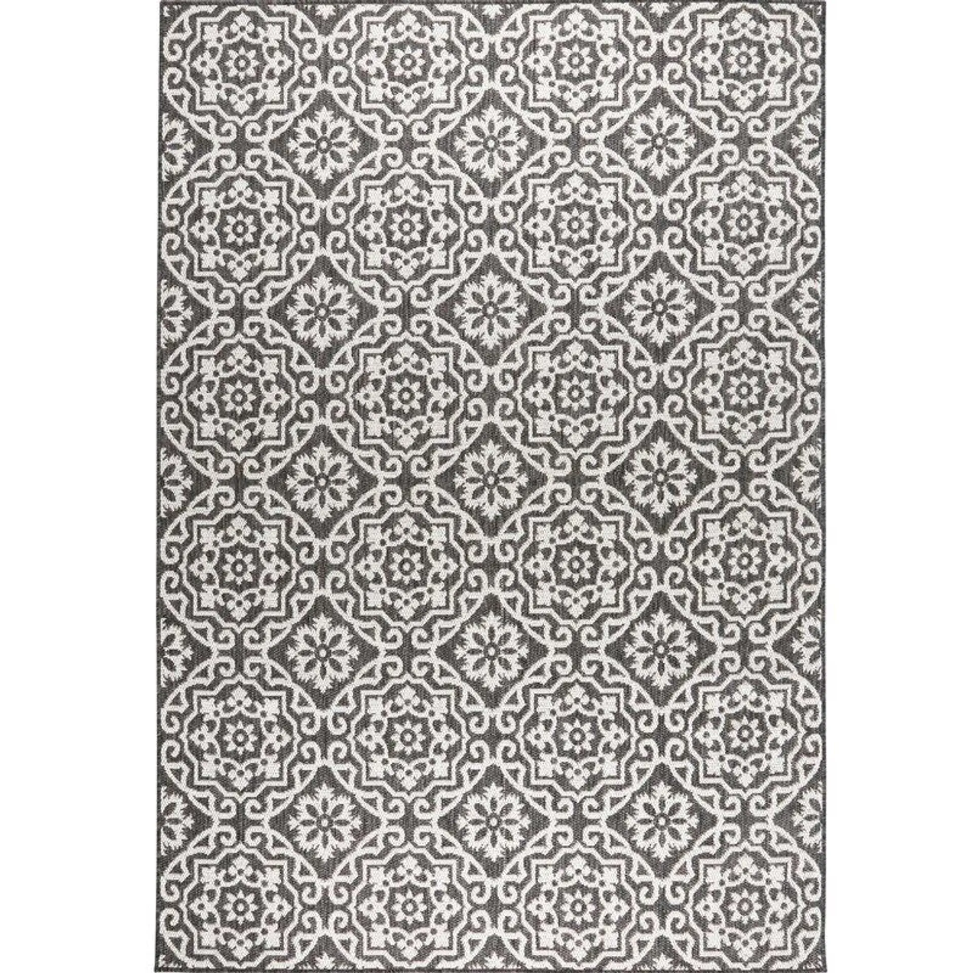 Nicole Miller New York Patio Country Danica Geometric Indoor/Outdoor Area Rug, Black/Grey