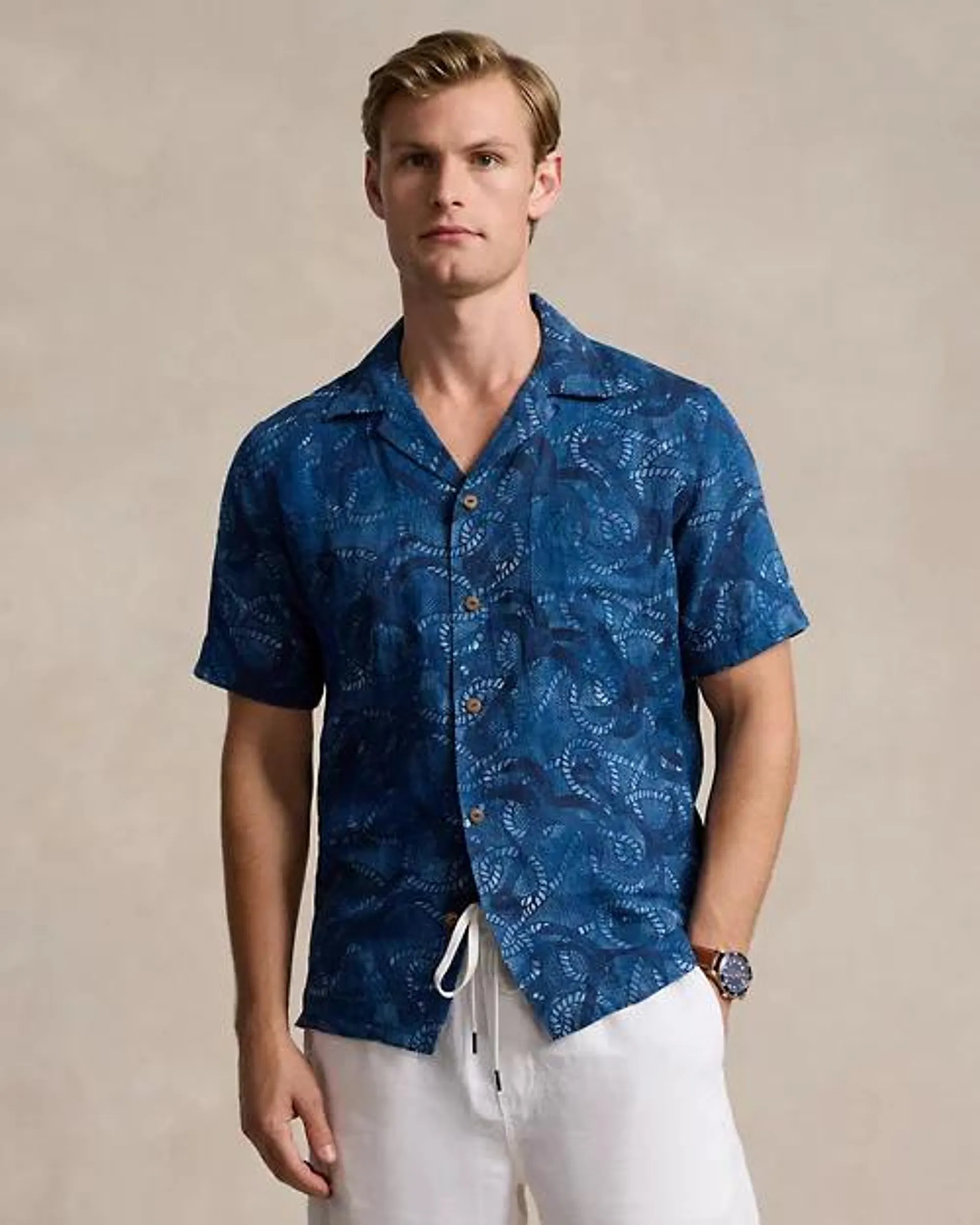 Classic Fit Linen-Silk Camp Shirt