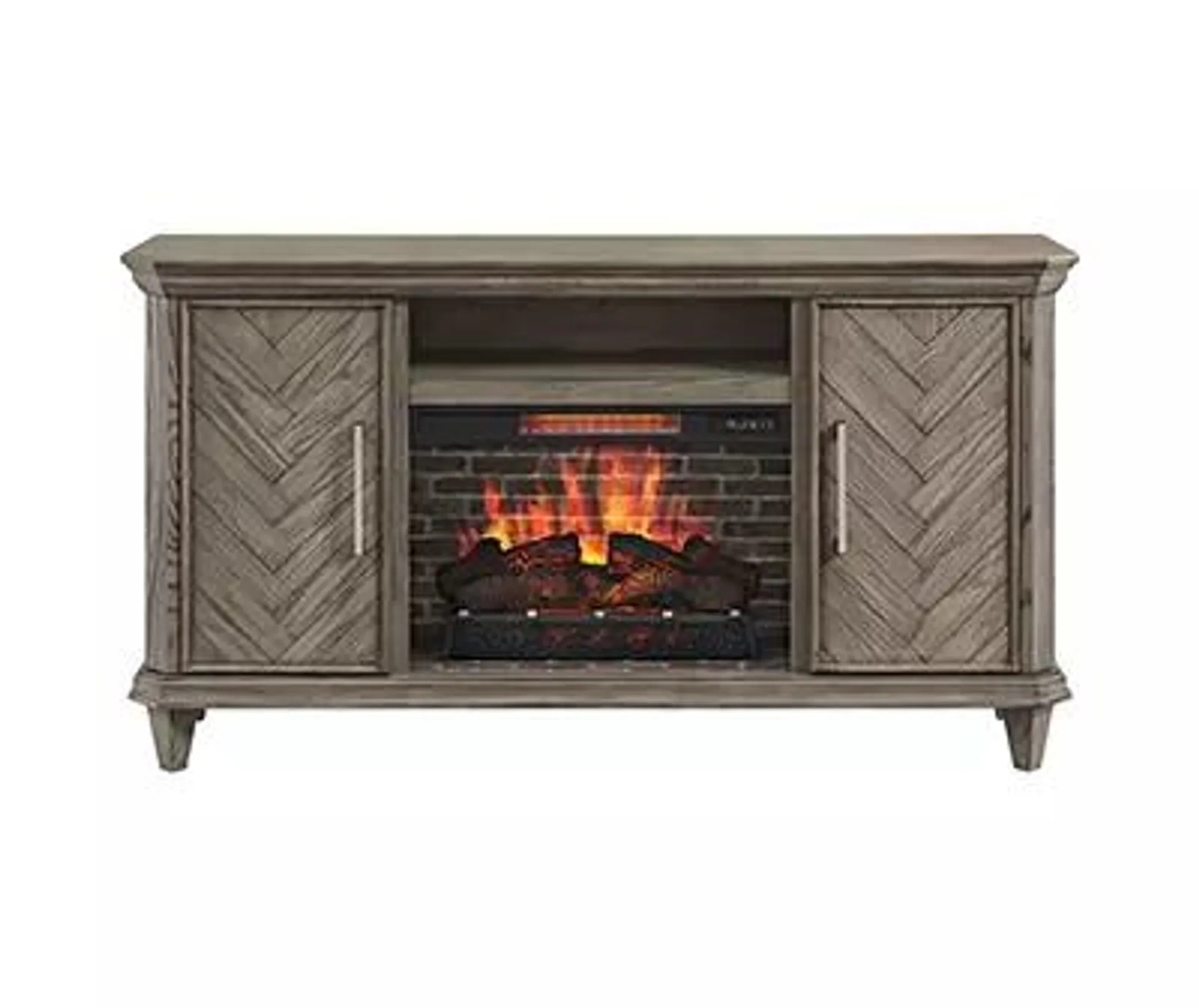 66" Ridgeway Harbor Gray Electric Fireplace Console