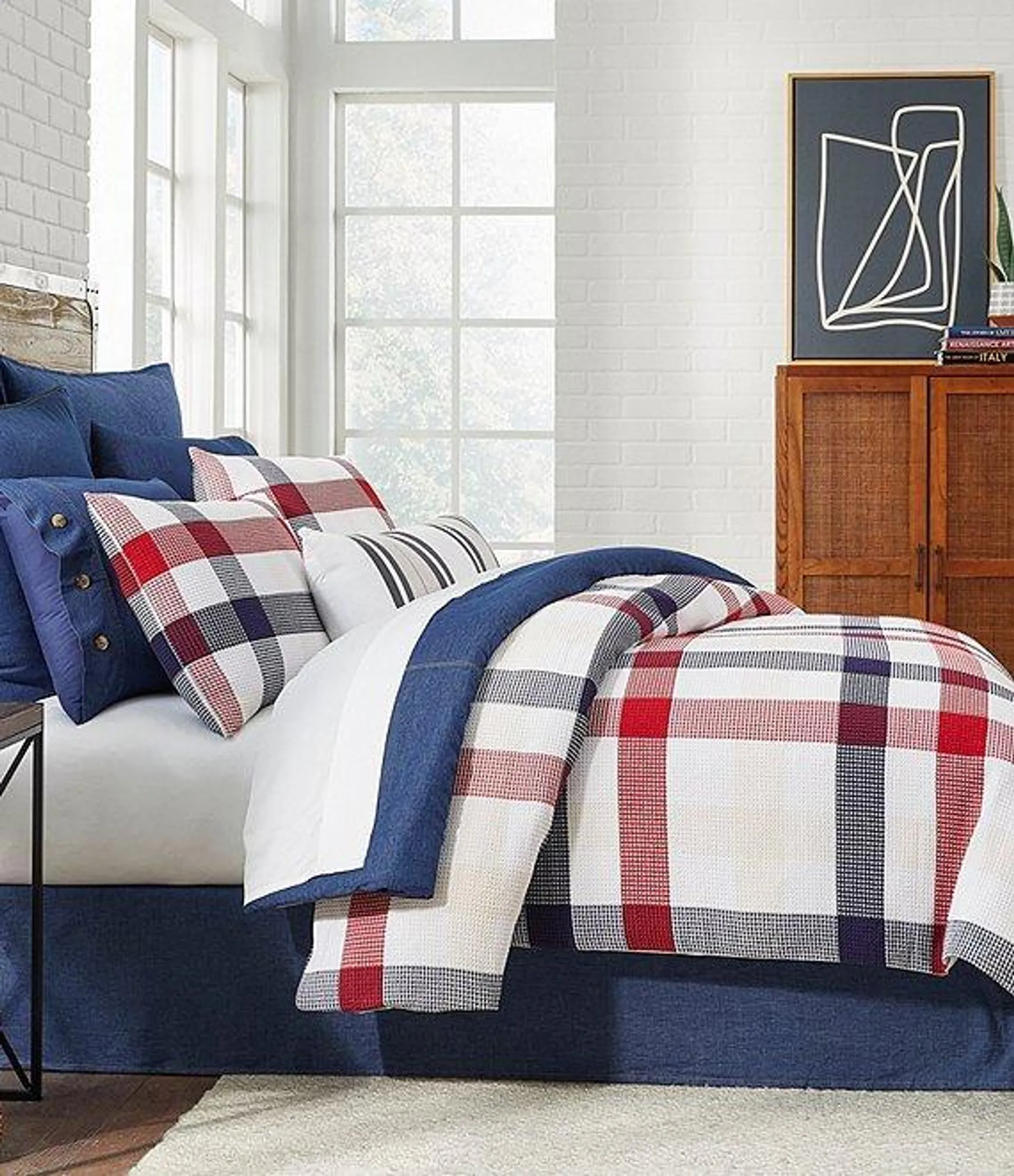 Zane Waffle Plaid Comforter Mini Set