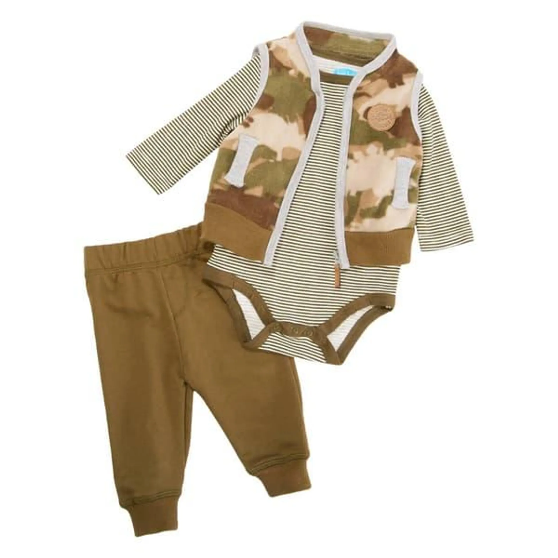 Baby Boy (NB-9M) bon bébé® Bear Bodysuit Vest & Pants Set