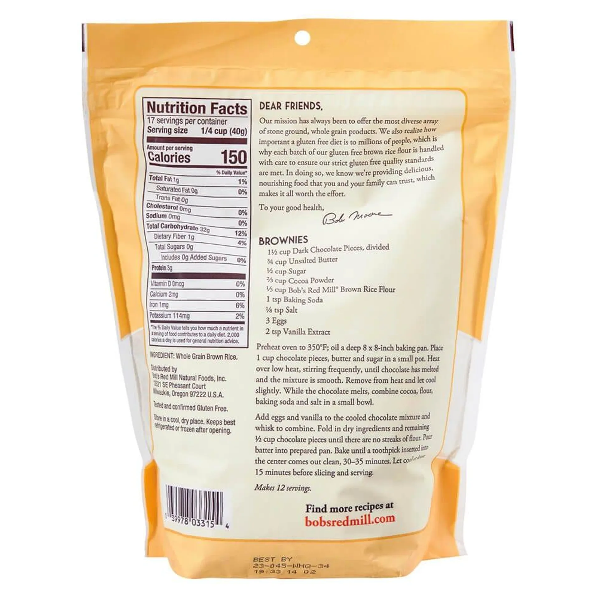 Bob’s Red Mill Whole Grain Brown Rice Flour, 24 oz