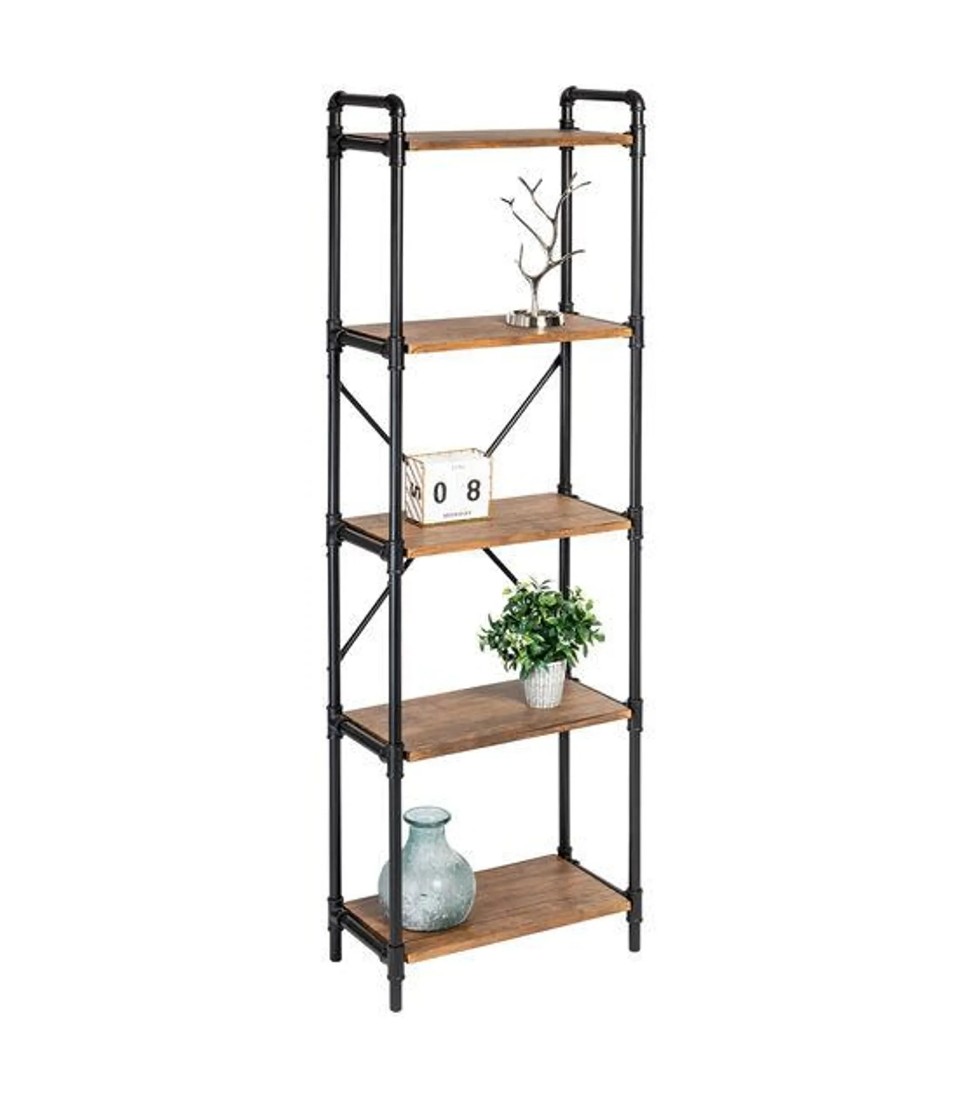 Honey Can Do 5 Tier Industrial Bookshelf Black