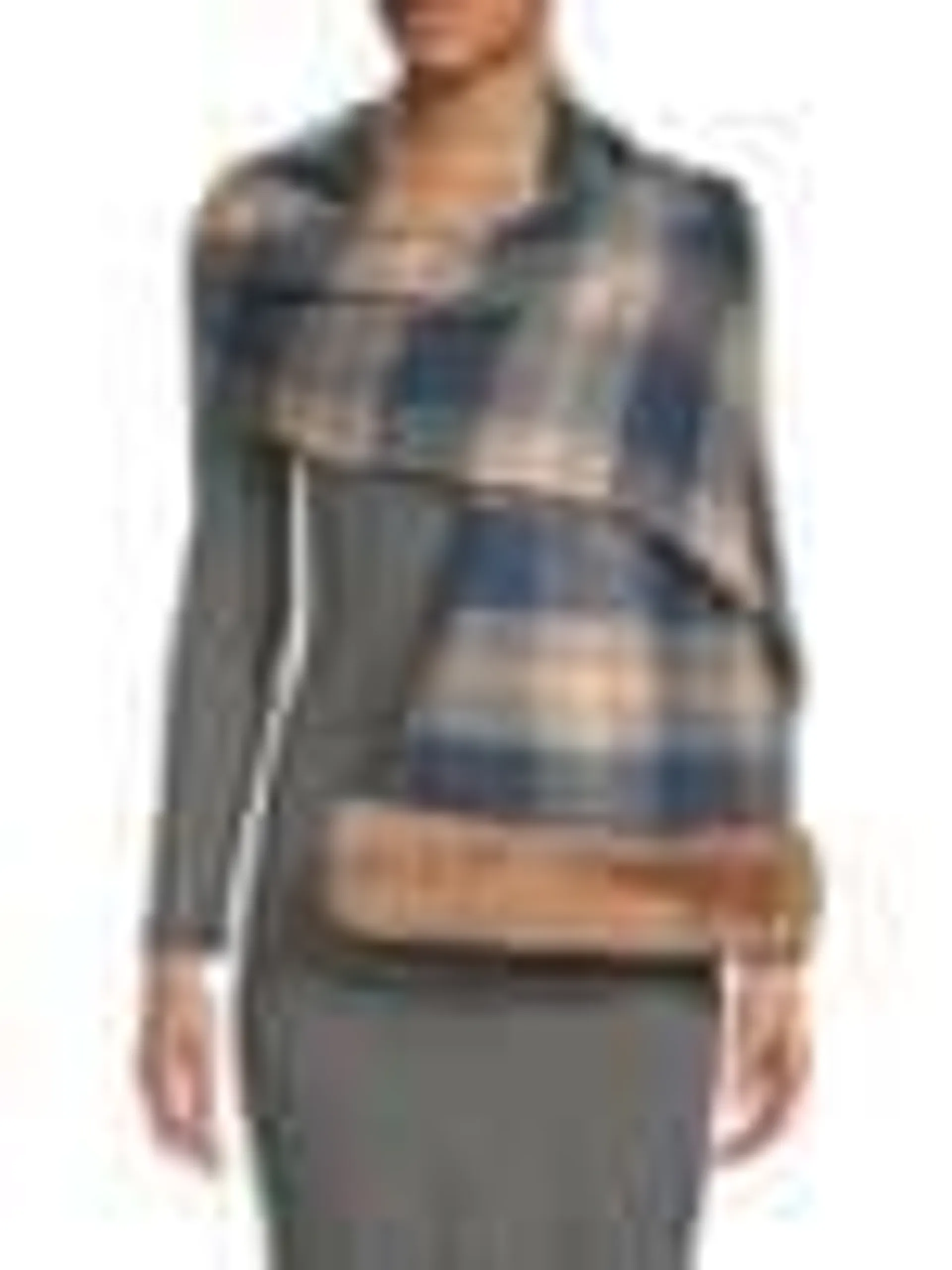 Plaid Faux Fur Trim Wrap