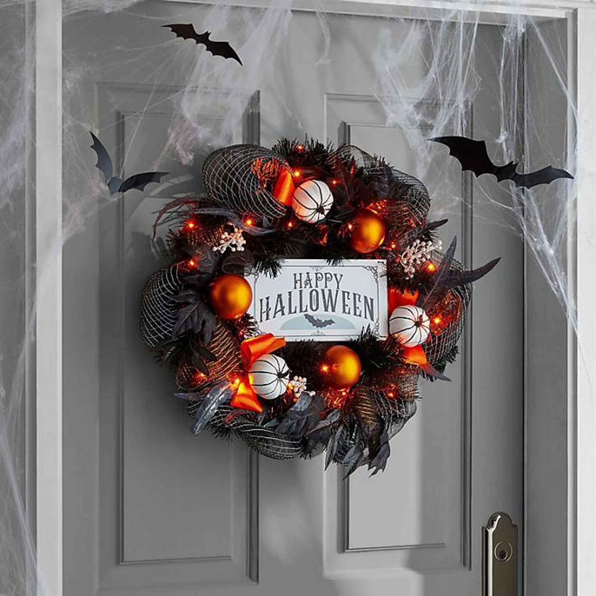 Member's Mark 26" Pre-Lit Halloween Pumpkin Wreath