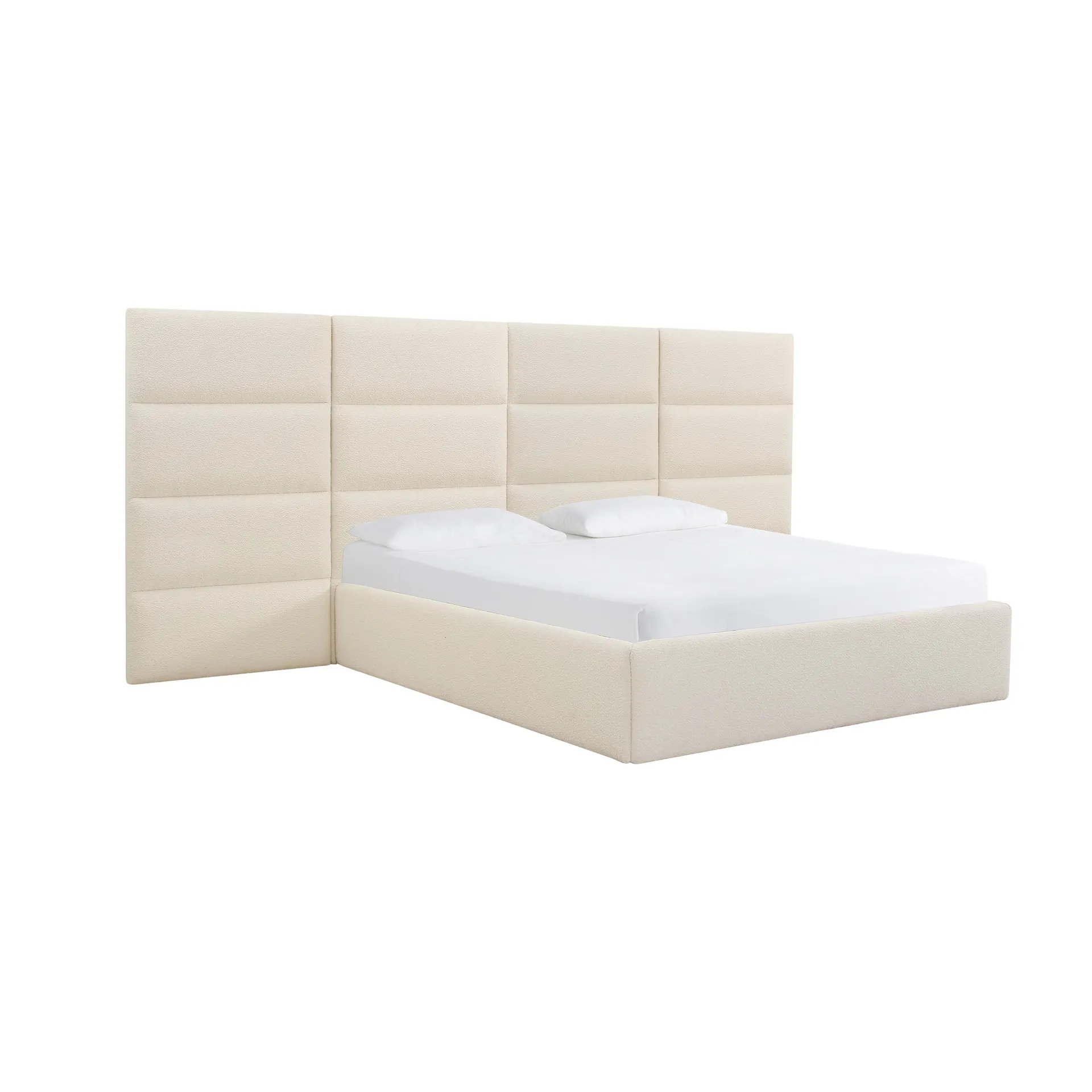 Eliana Cream Boucle Bed with Wings