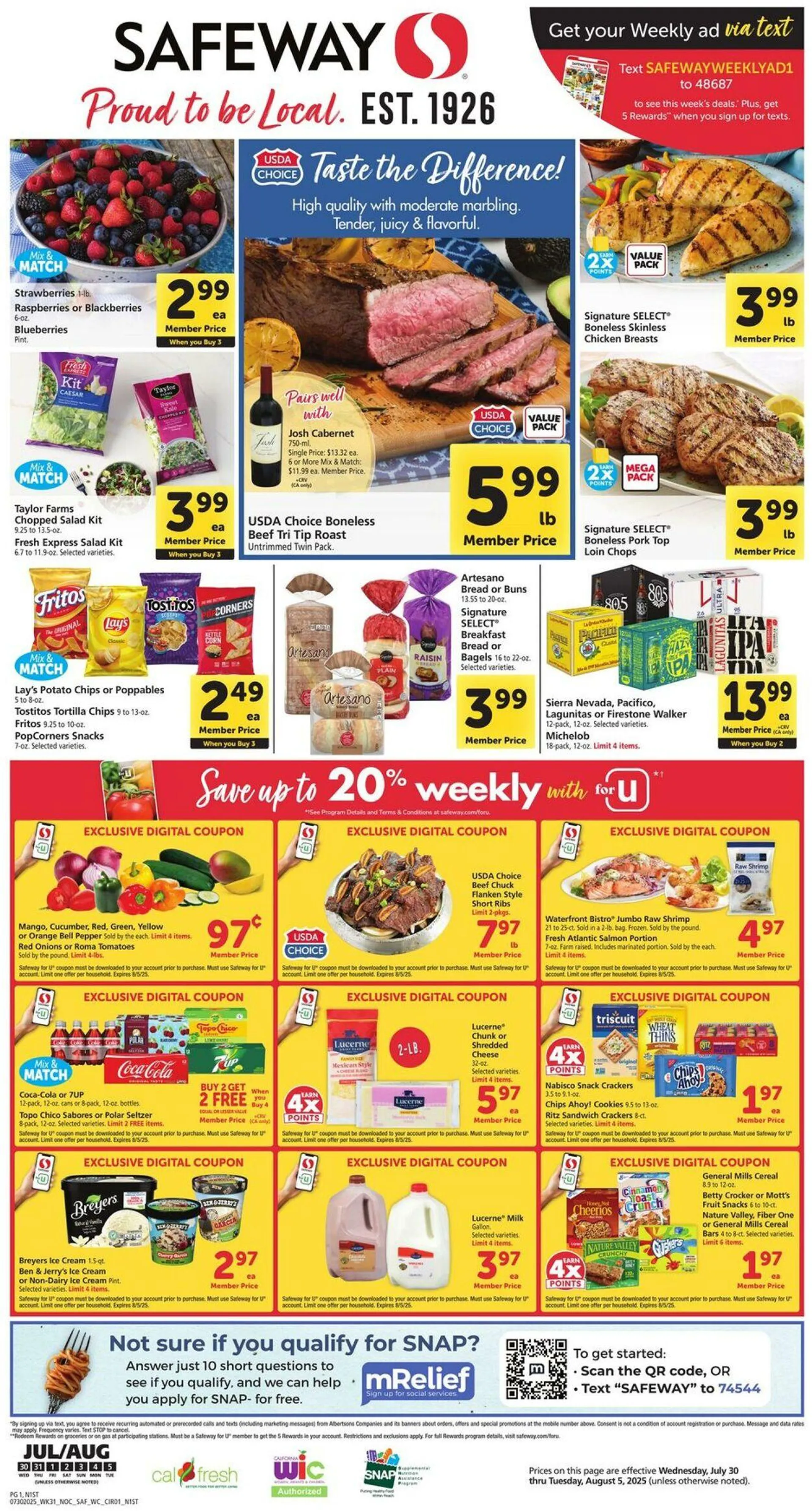 Weekly ad Safeway Current weekly ad from July 30 to August 5 2025 - Page 1