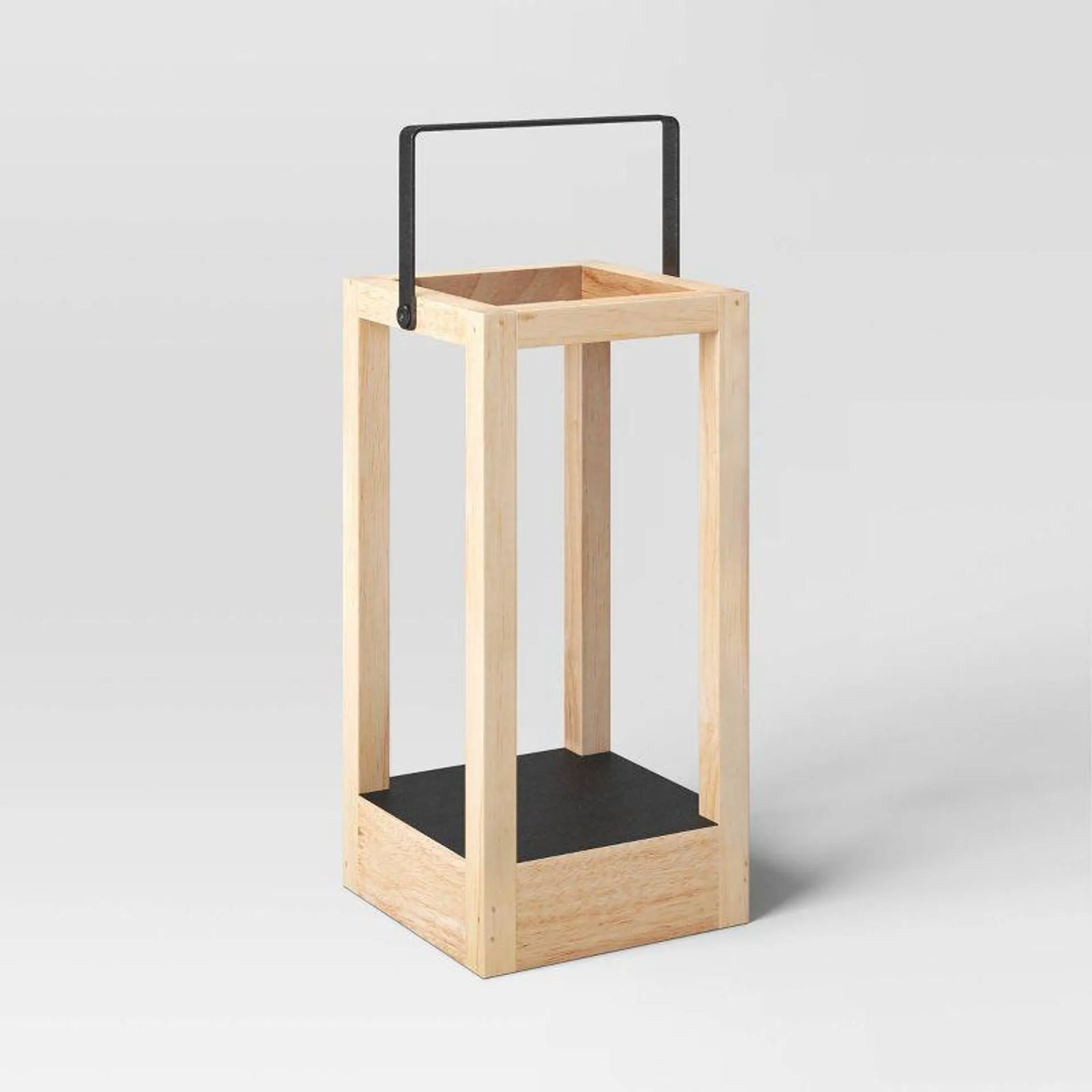 Wood/Iron Outdoor Lantern Candle Holder Brown - Threshold™