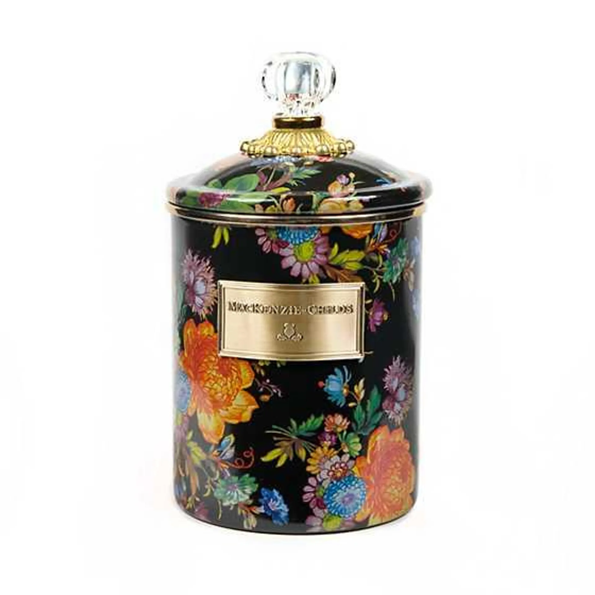 Black Flower Market Medium Canister