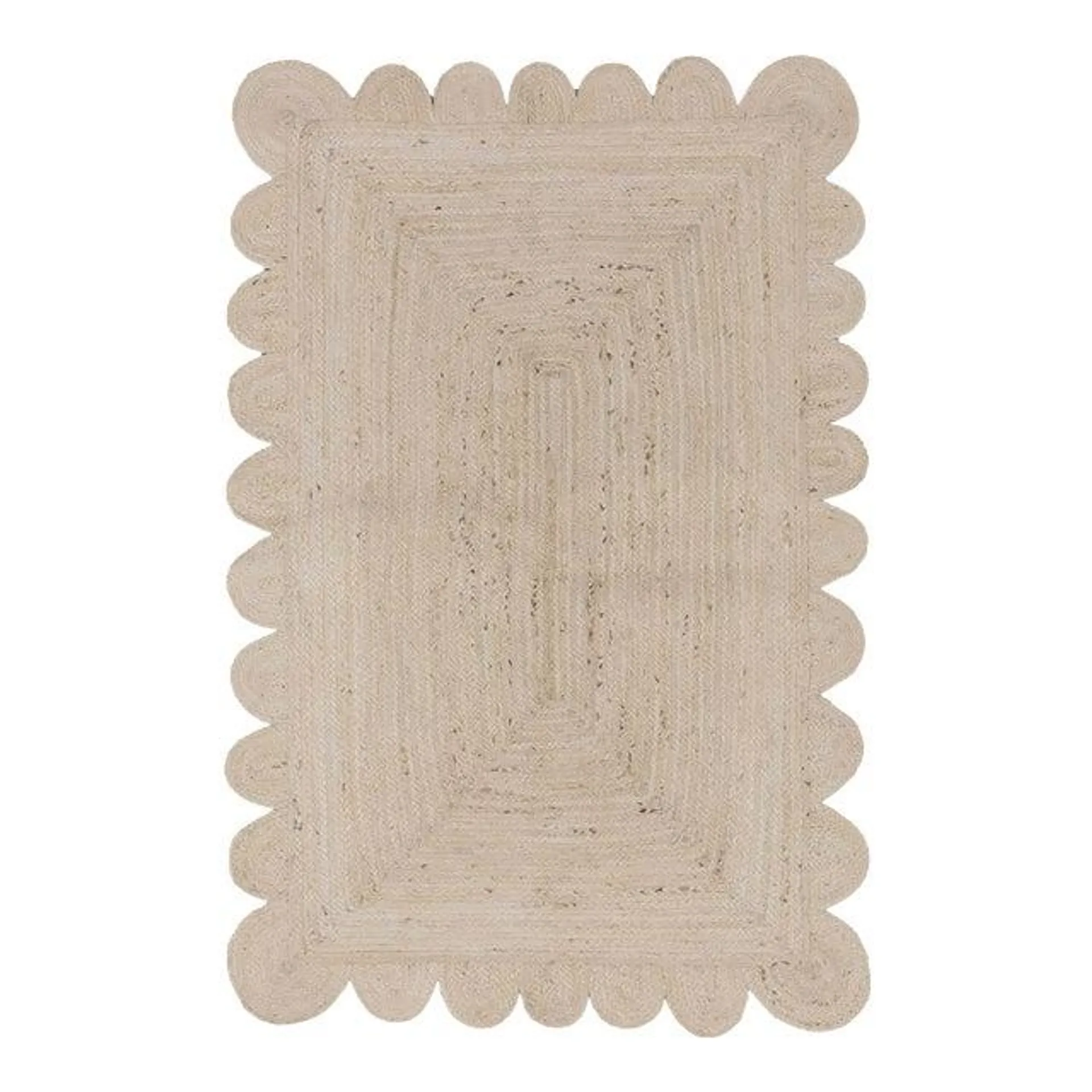 Natural White Jute Scallop Hand Made Rug - 8'x10'