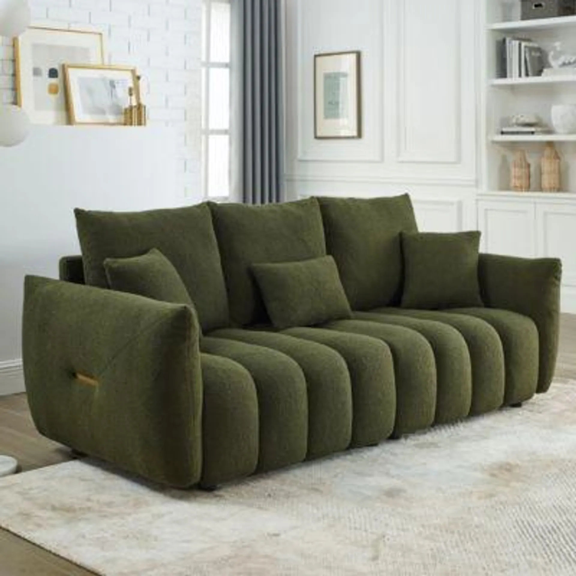 Streamdale Furniture Premium Teddy Fabric Sofa with Solid Wood Frame