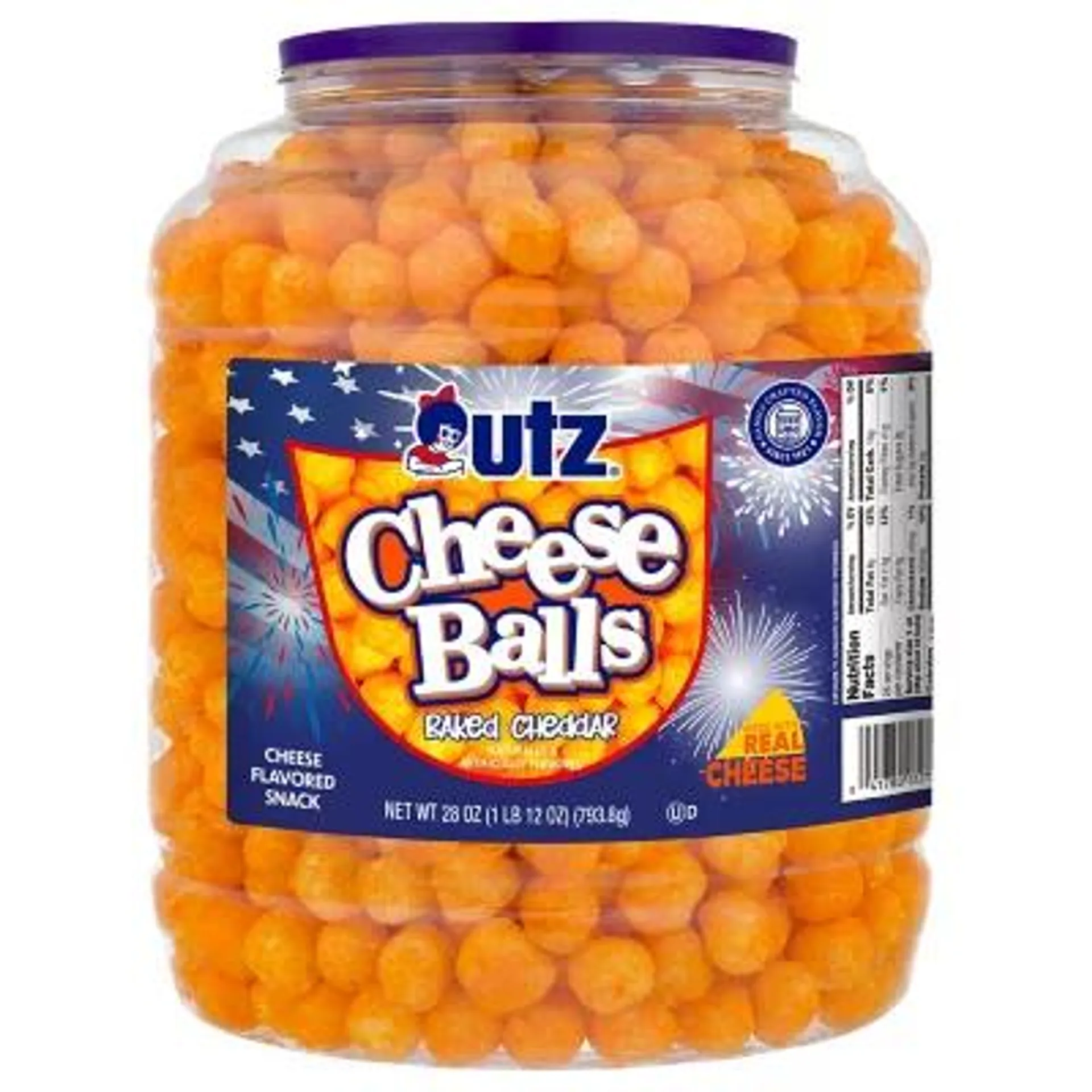 Utz Cheeseball Barrel, 28 oz.